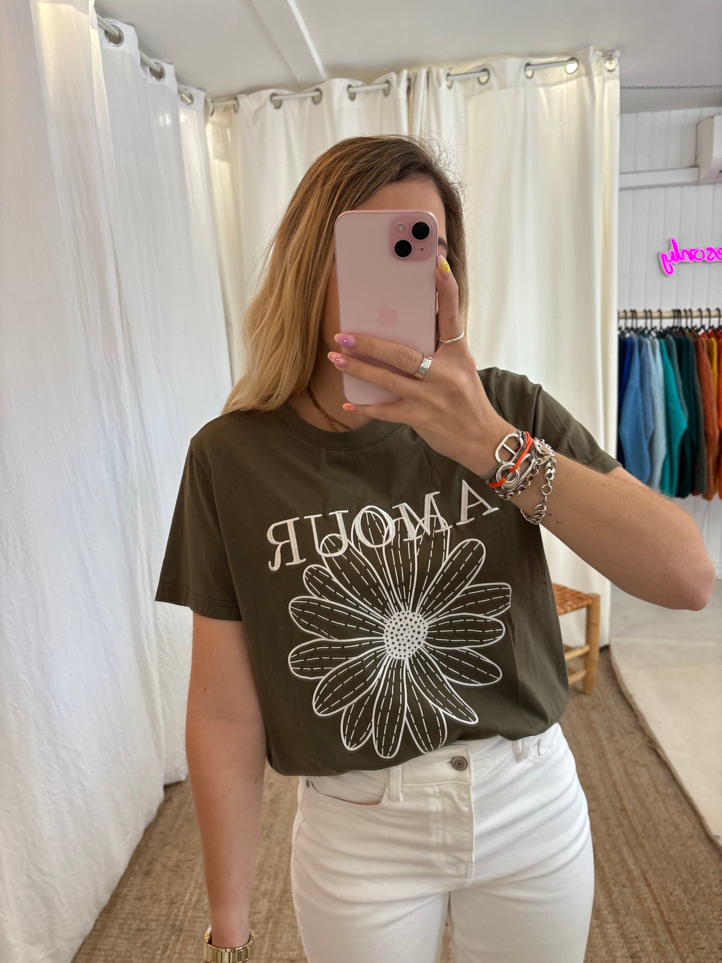 T-shirt AMOUR & FLEURS kaki