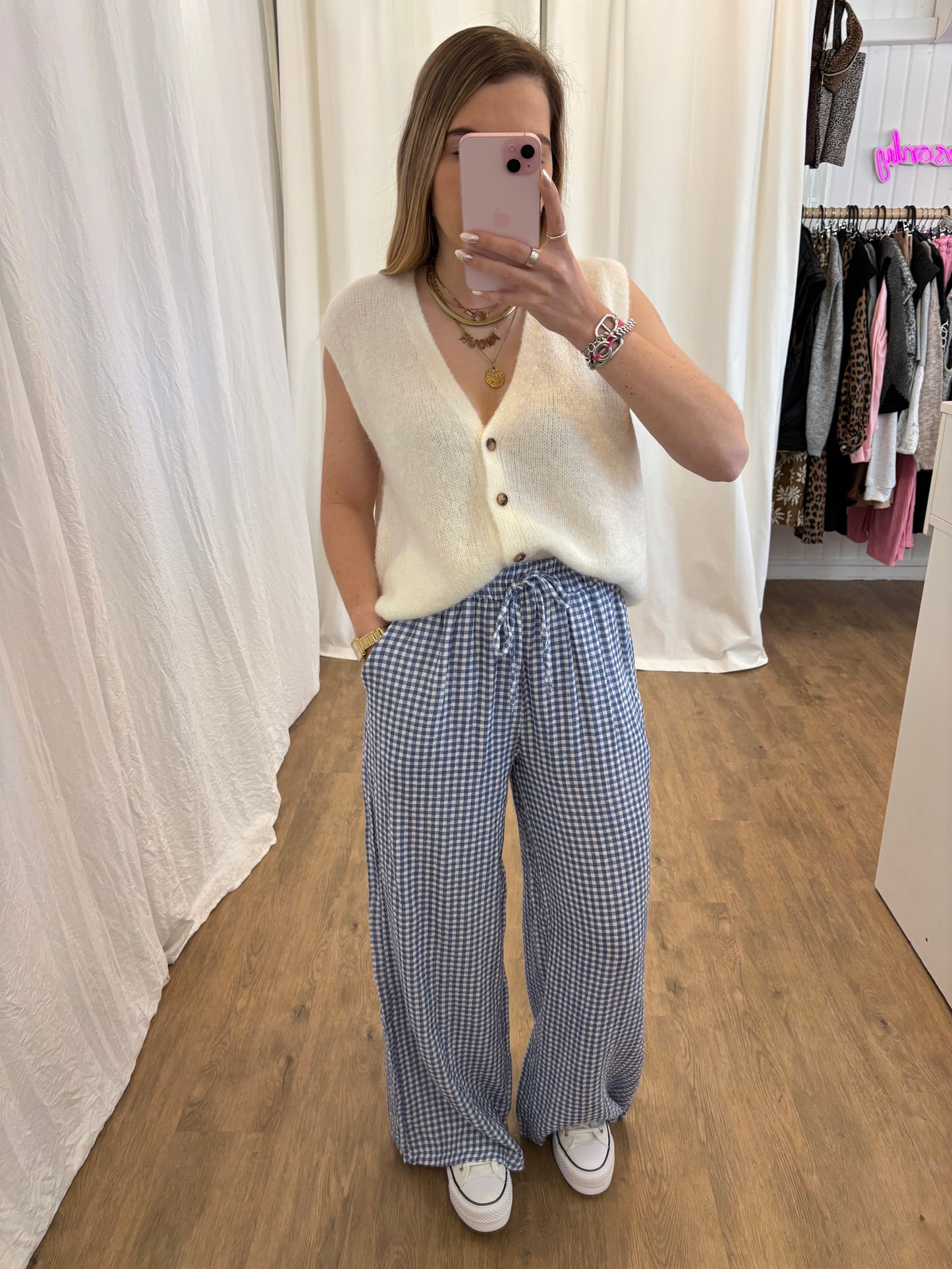 Pantalon NOA Vichy Bleu