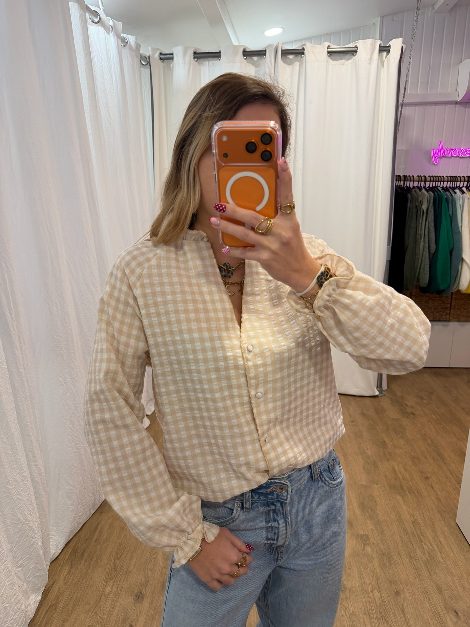 Blouse LENNY vichy beige