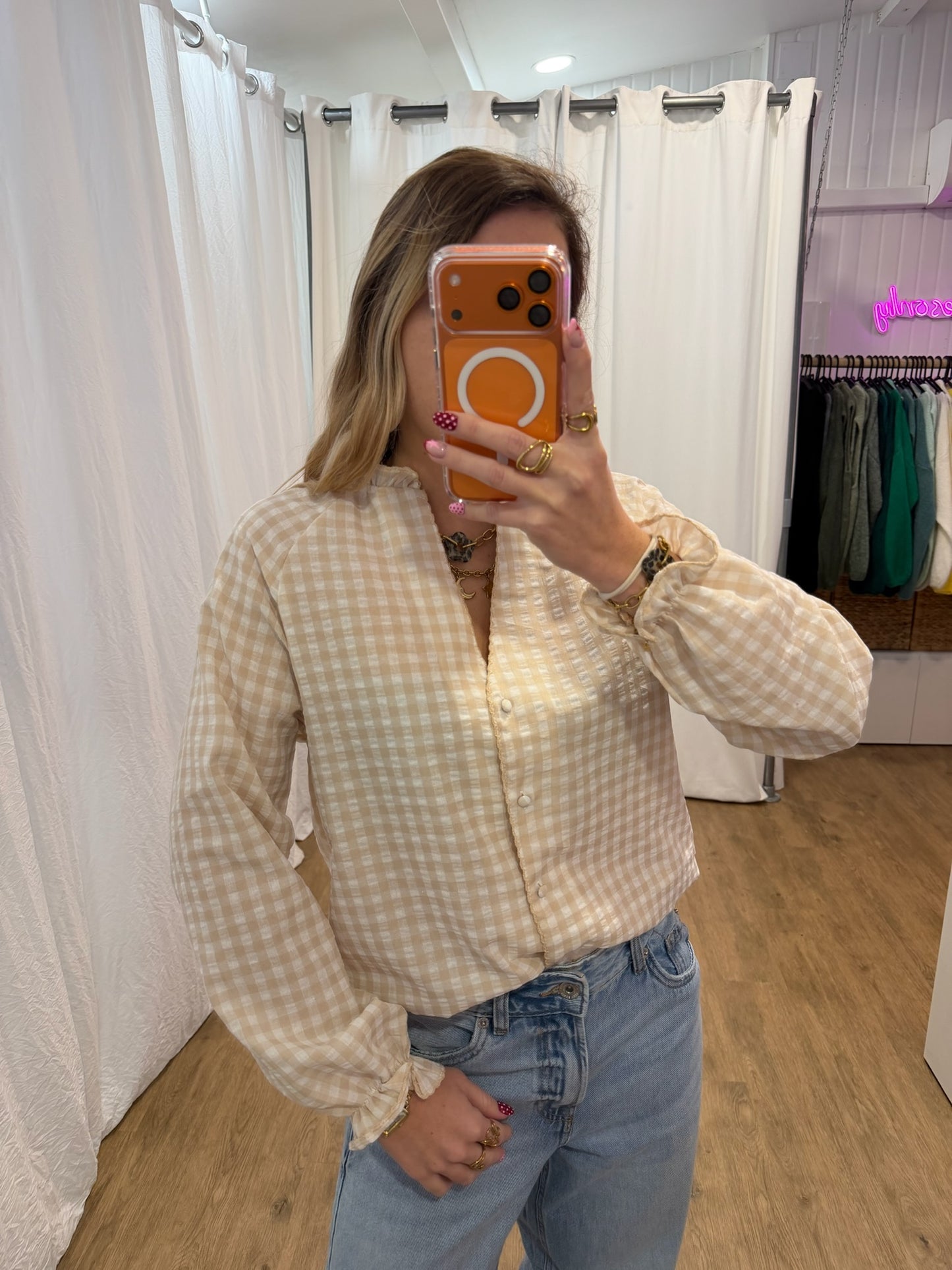 Blouse LENNY vichy beige