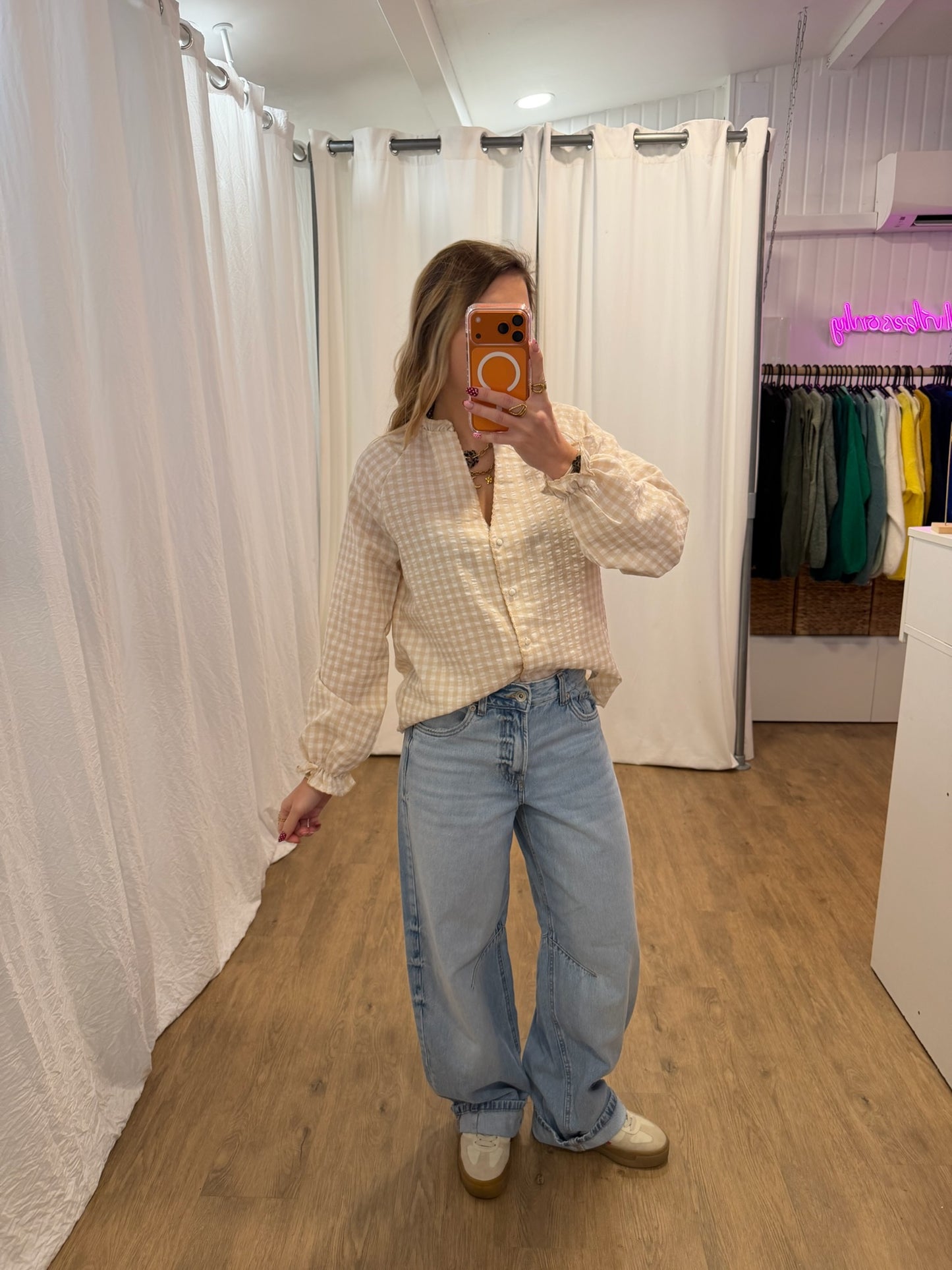 Blouse LENNY vichy beige