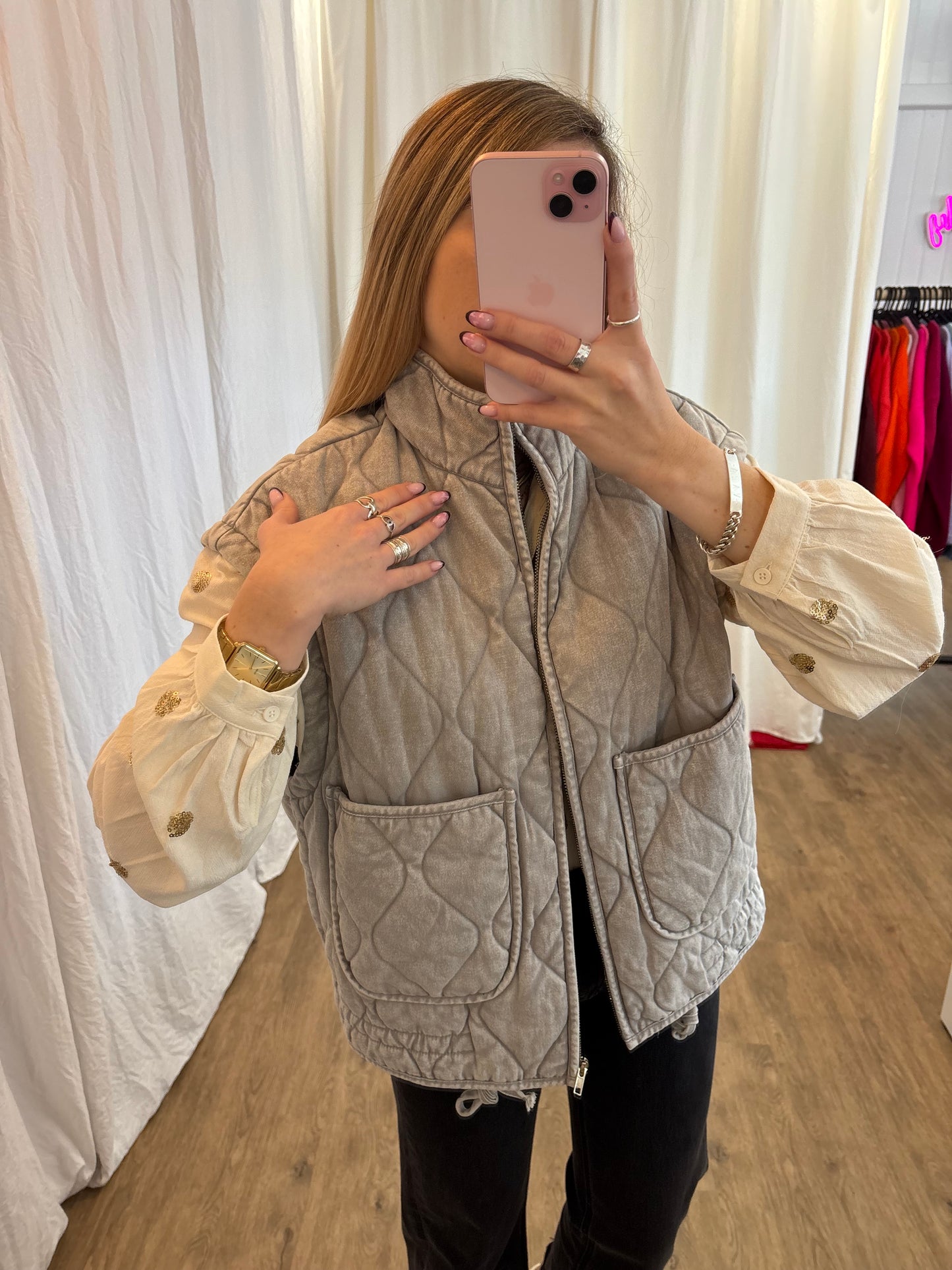 Veste sans manches matelassée DIDI Gris clair
