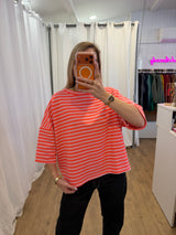 T-shirt LÉA marinière Rose + Corail