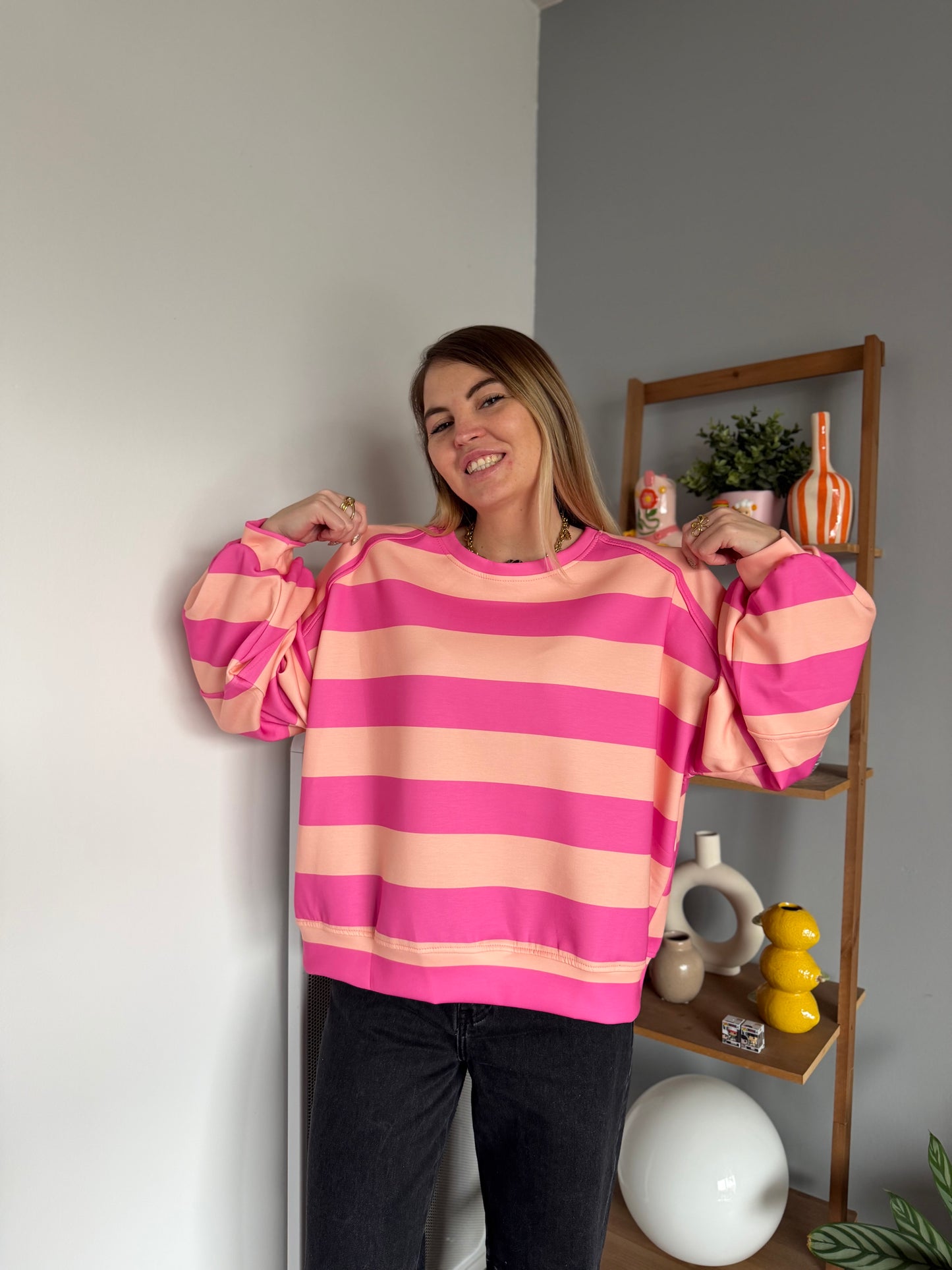 Sweat marinière GABRIEL Rose + Corail