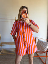 Combishort rayée JULIA orange + rose