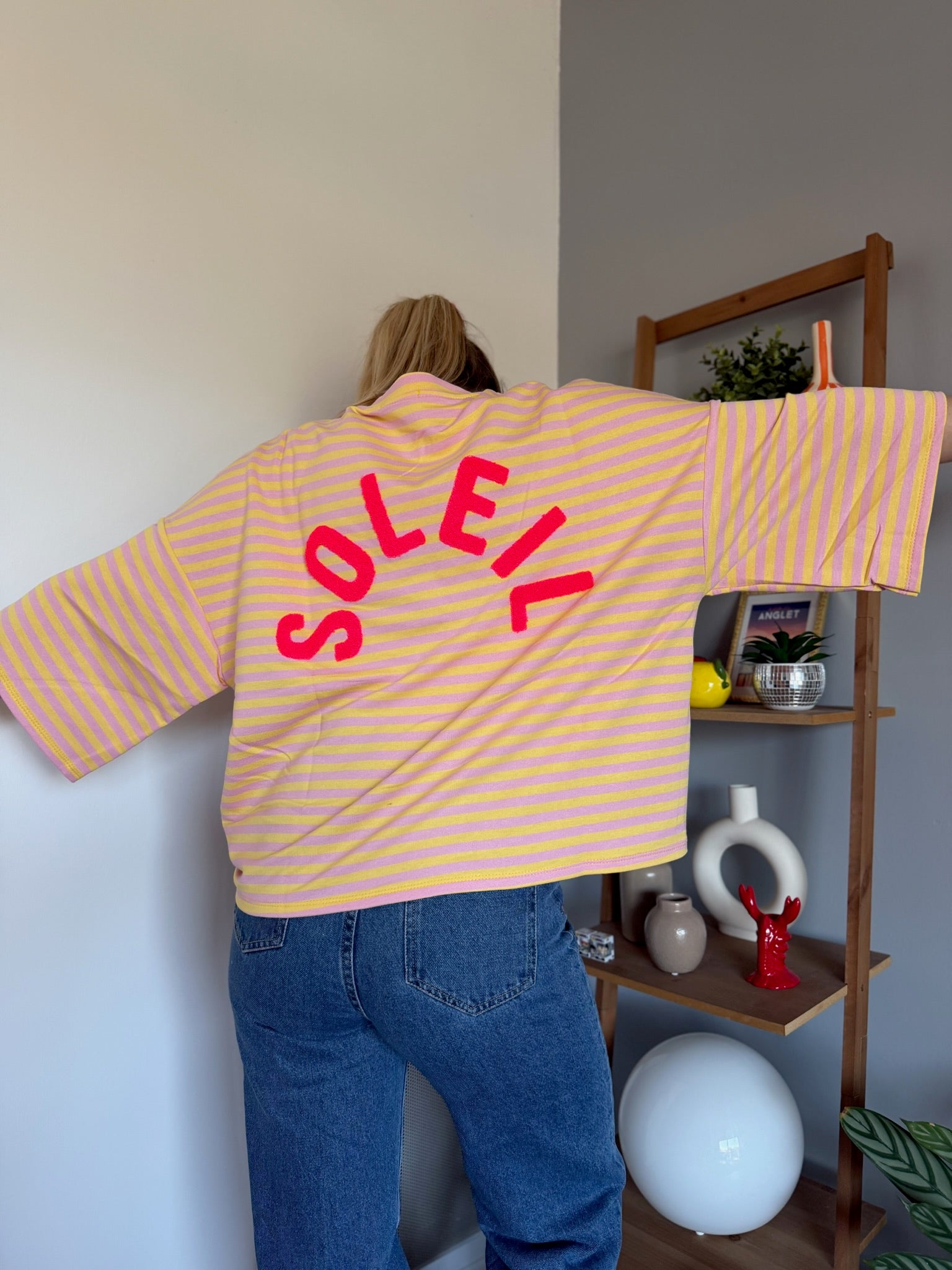 T-shirt marinière SOLEIL Jaune + Rose