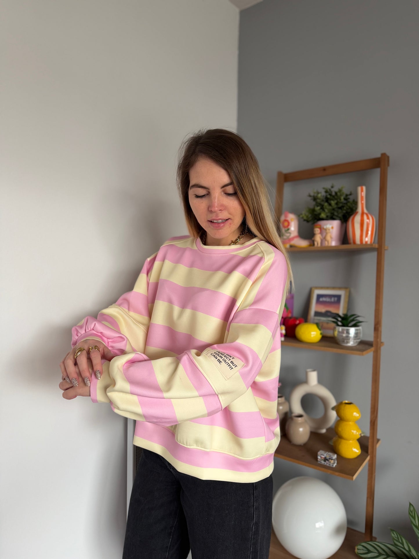 Sweat marinière GABRIEL Jaune + Rose