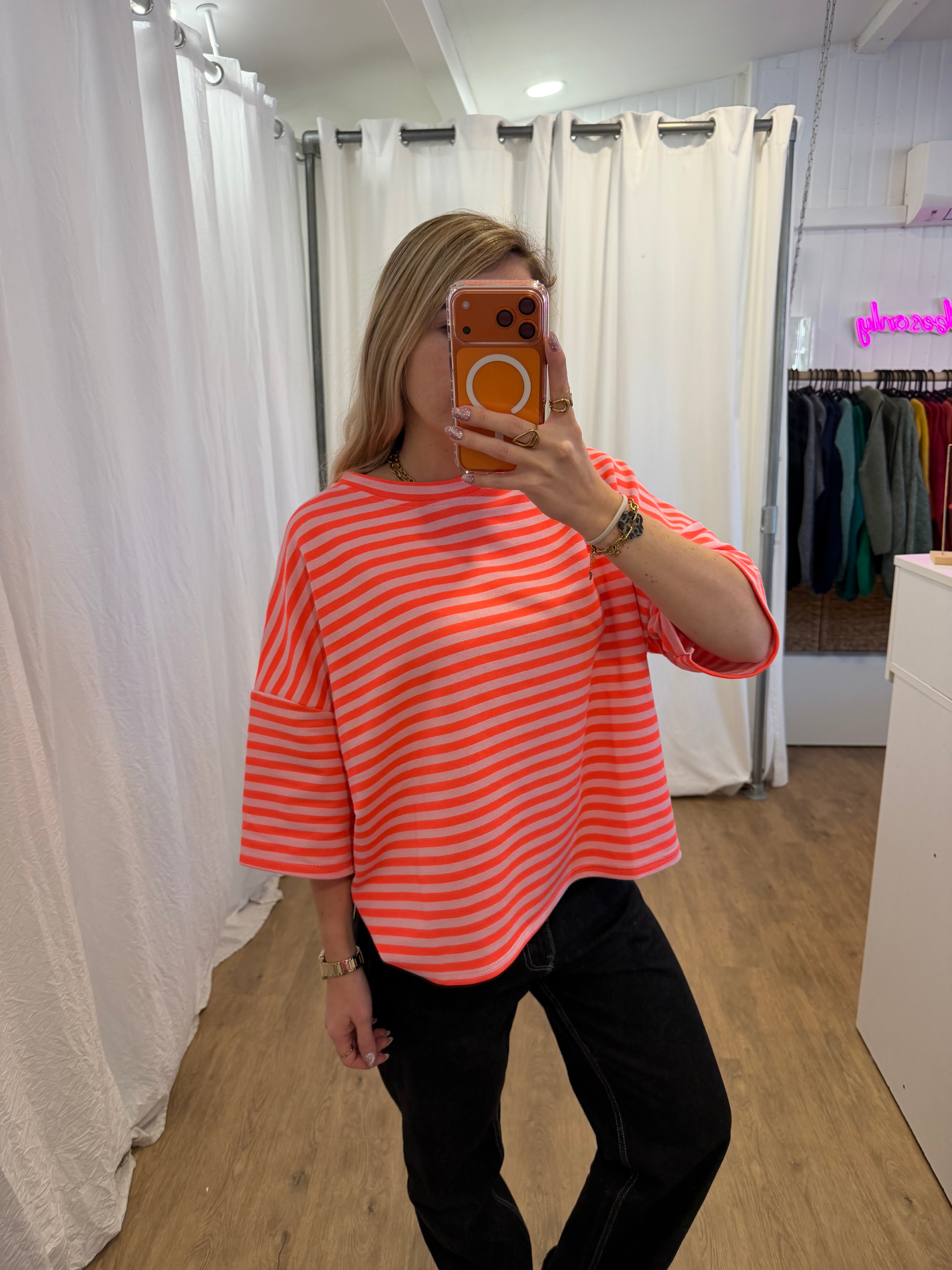 T-shirt LÉA marinière Rose + Corail