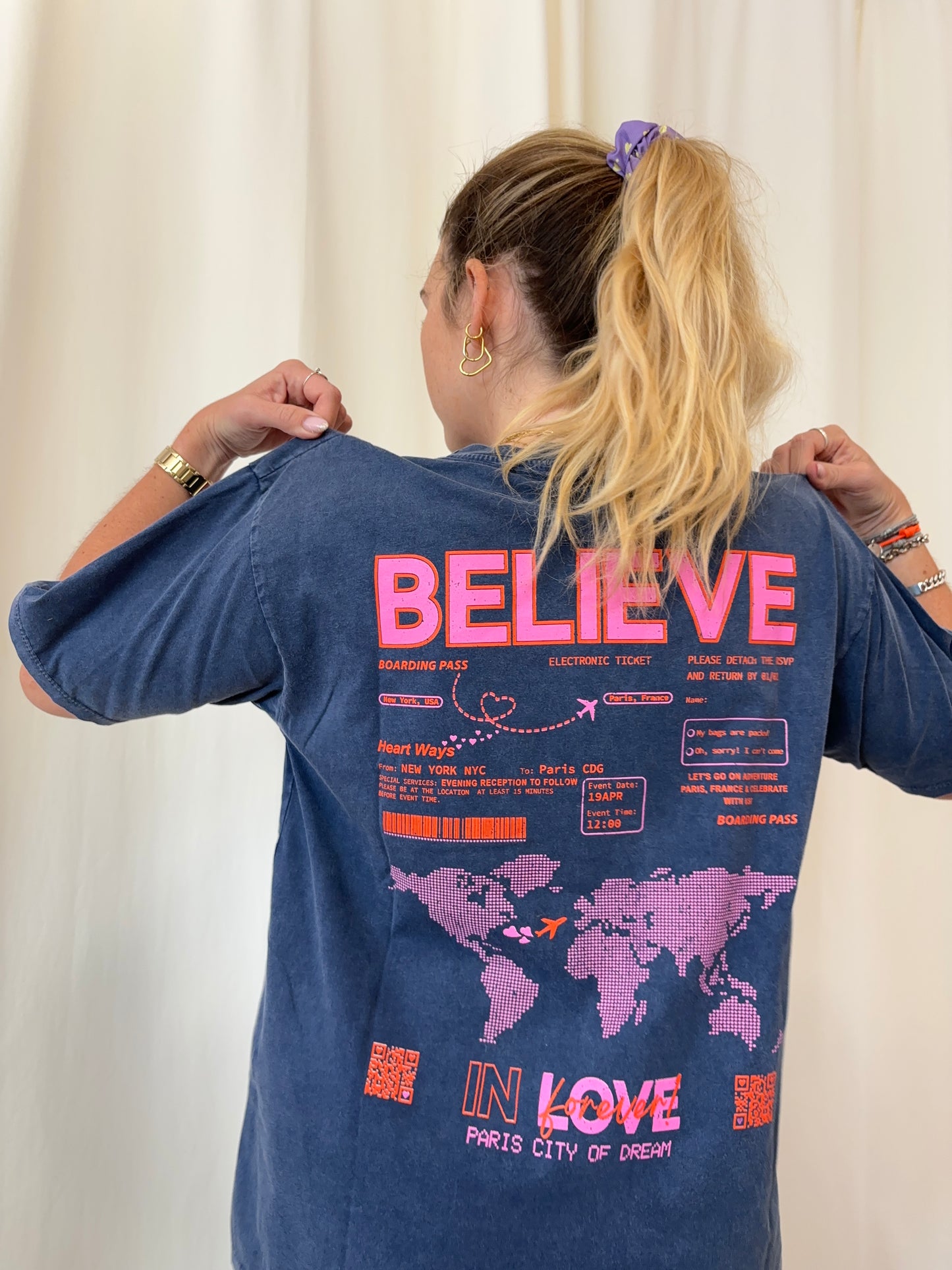 T-shirt BELIEVE IN LOVE Bleu marine