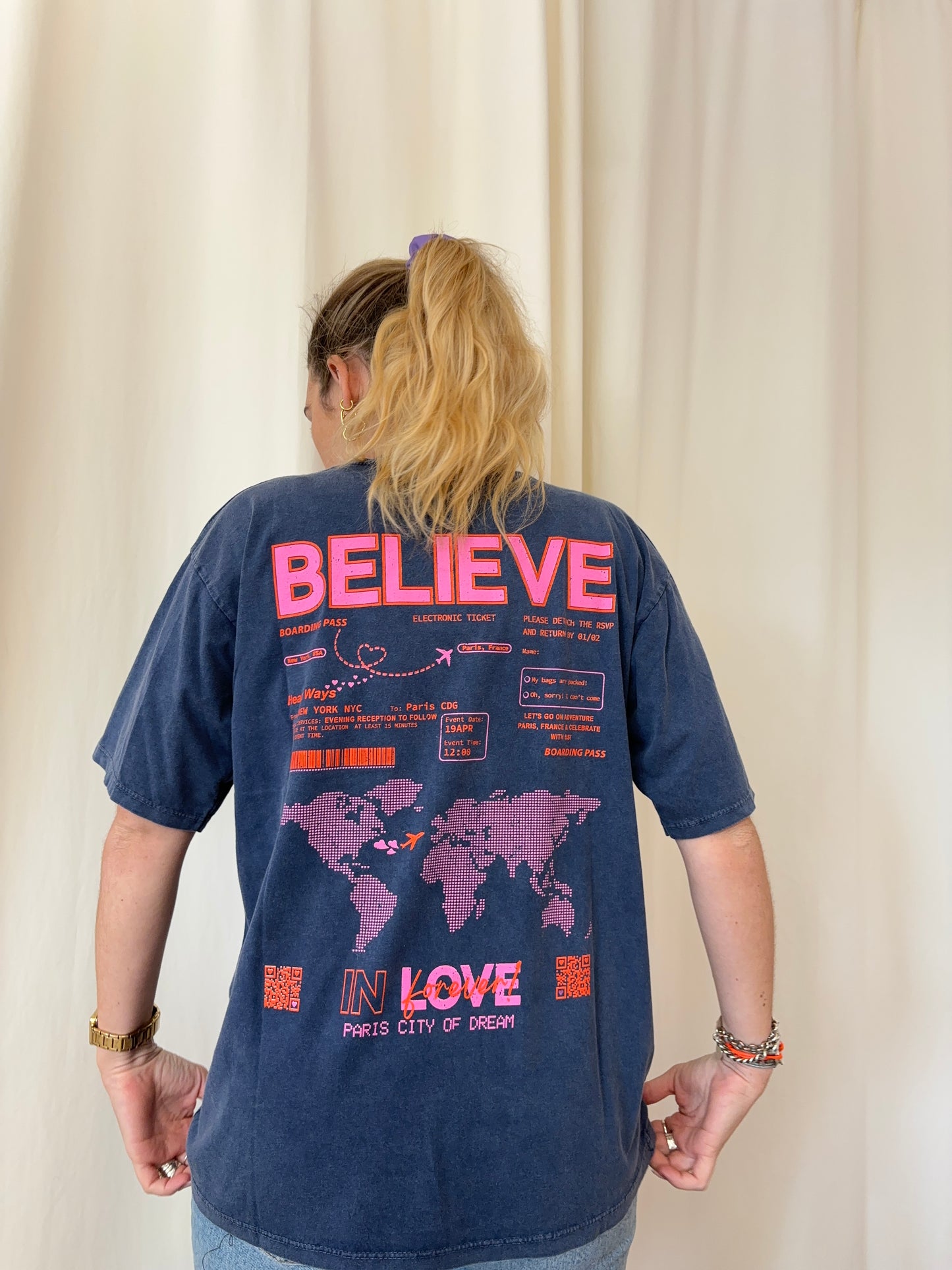 T-shirt BELIEVE IN LOVE Bleu marine