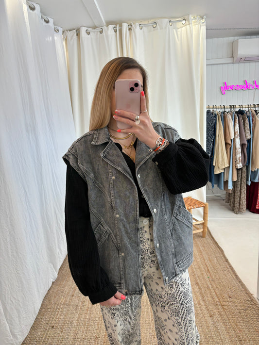 Veste oversize sans manches CAMILLE Gris