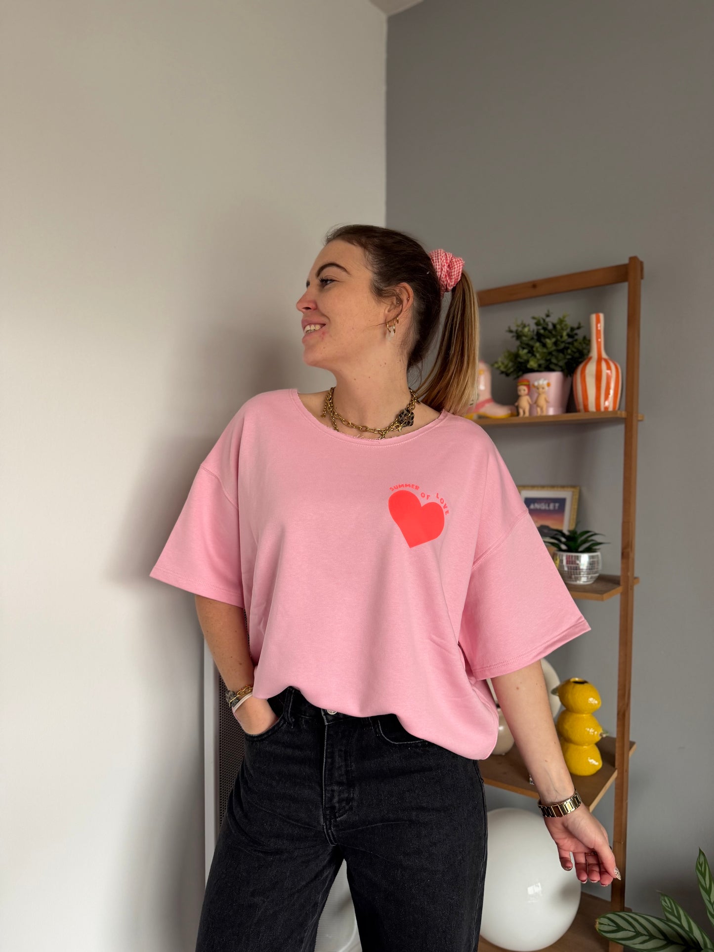 Sweat SUMMER OF LOVE Rose clair