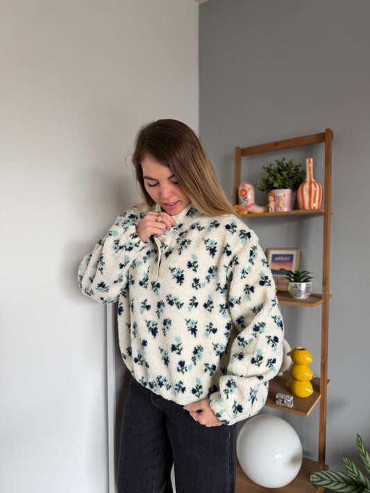 Veste polaire FLEURS Bleu