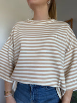 T-shirt marinière SOLEIL Ecru + Camel