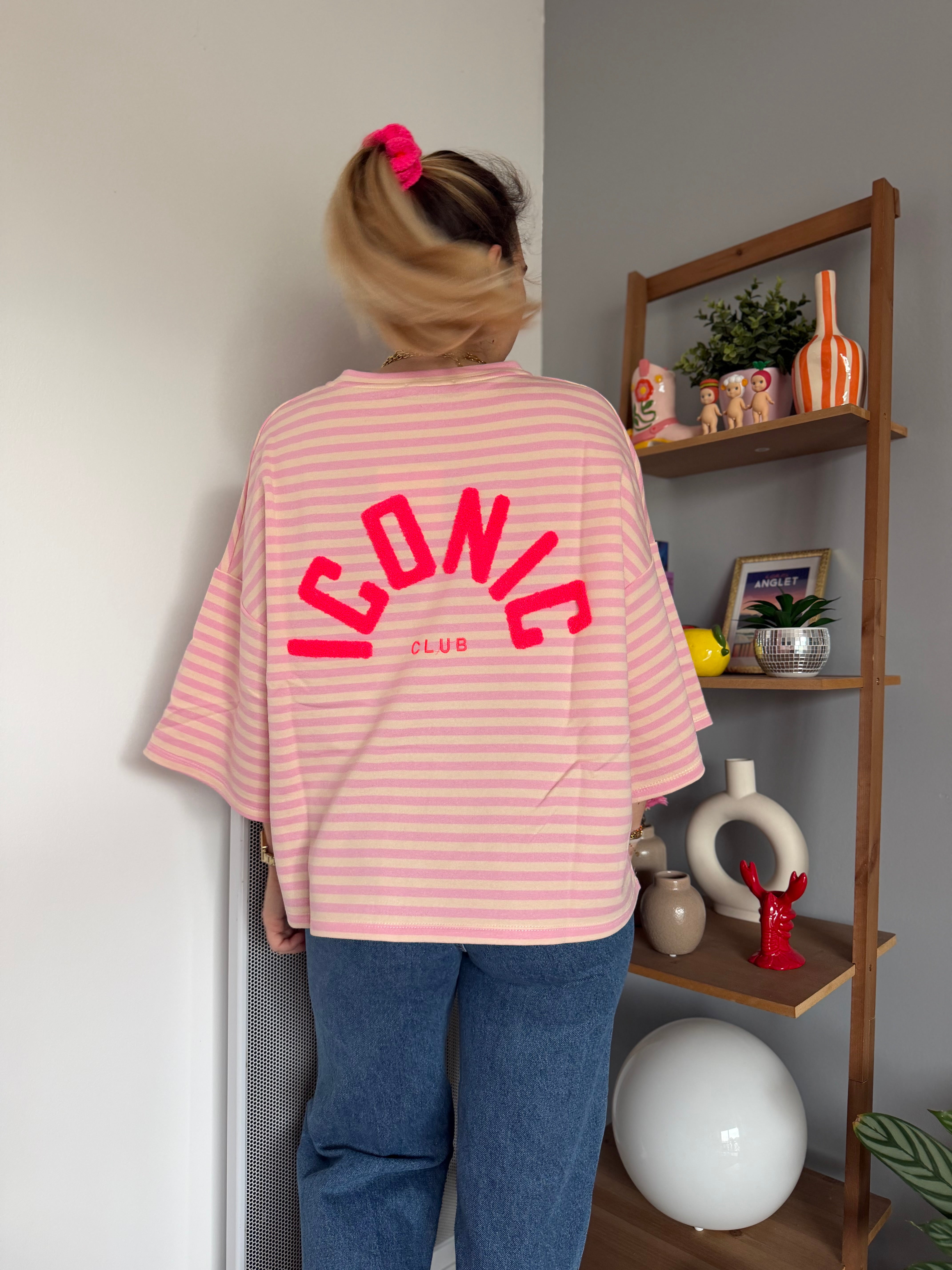 T-shirt marinière ICONIC Rose + Beige