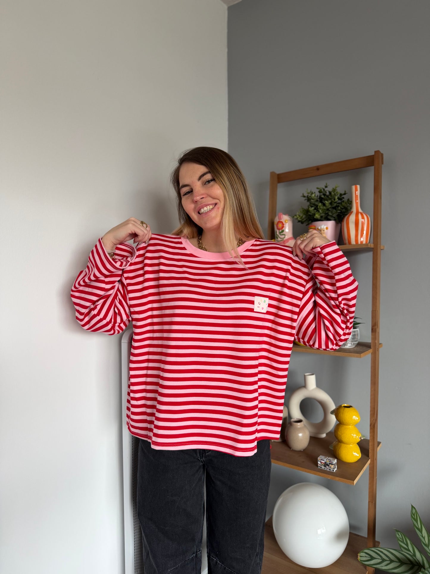 T-shirt marinière ICONIC manches longues Rouge + Rose