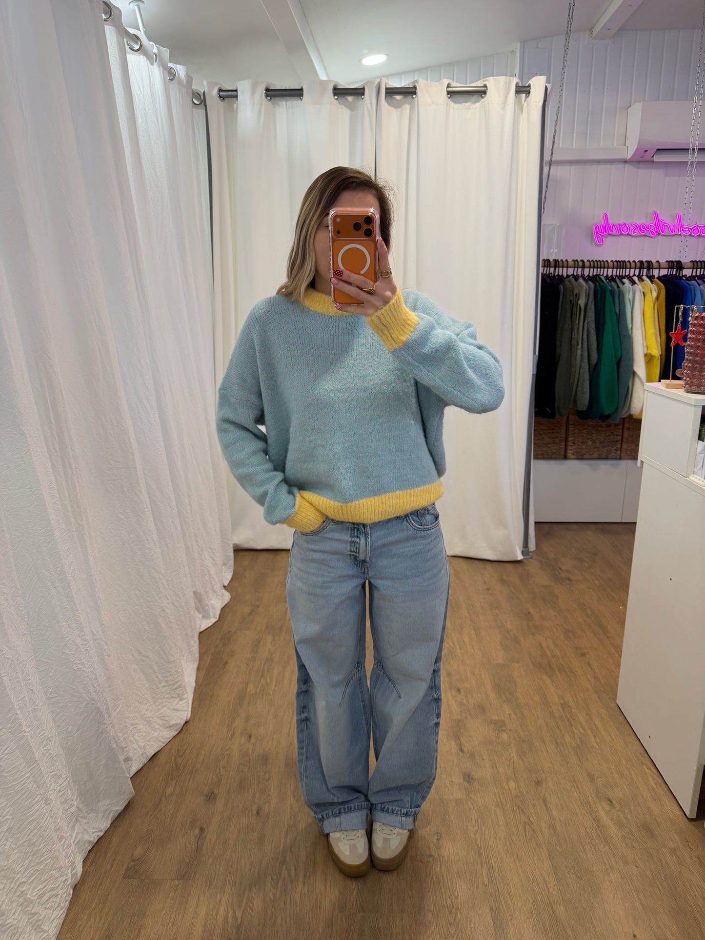 Pull SOLEN Bleu/Lilas/Jaune