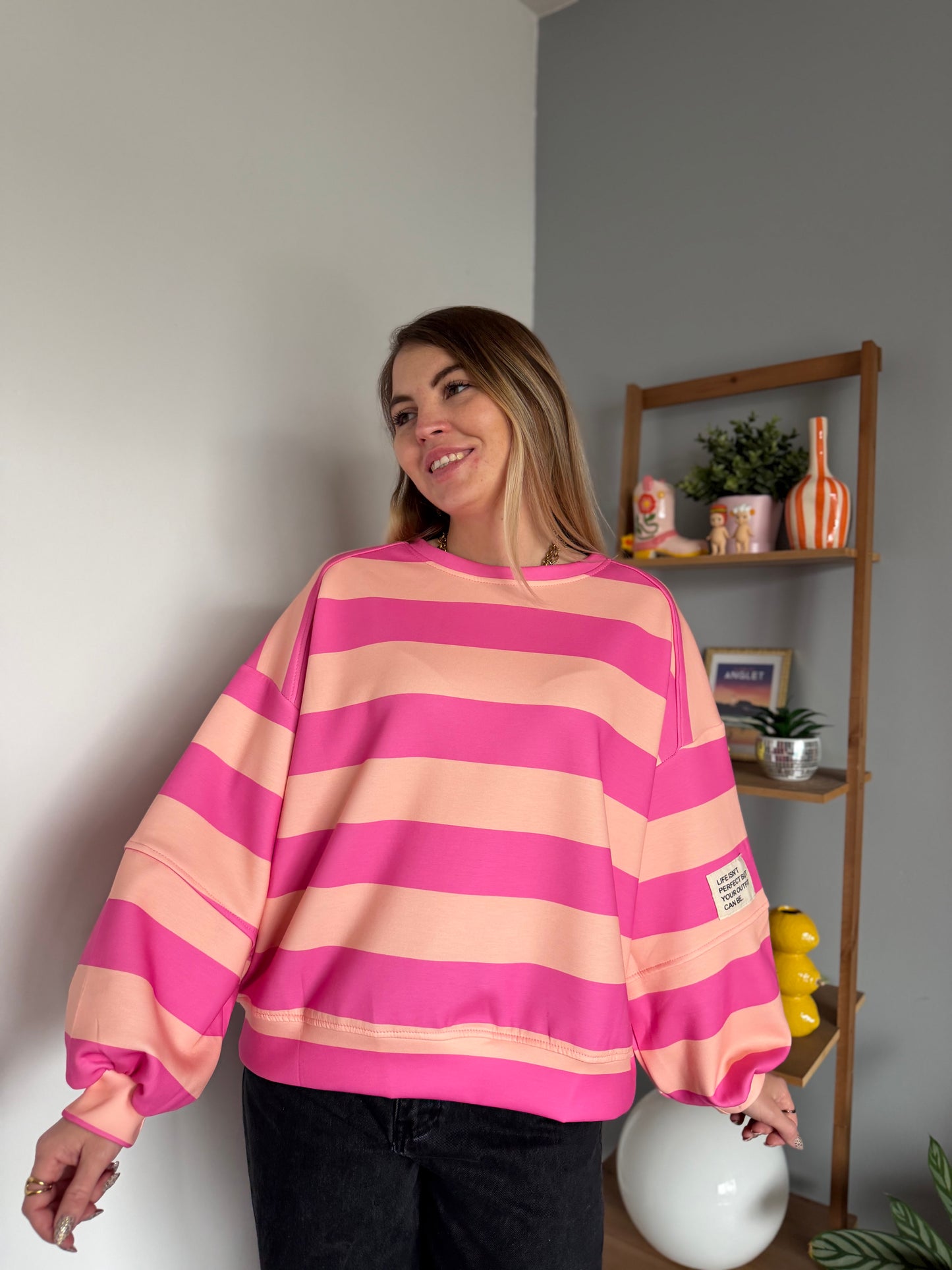 Sweat marinière GABRIEL Rose + Corail