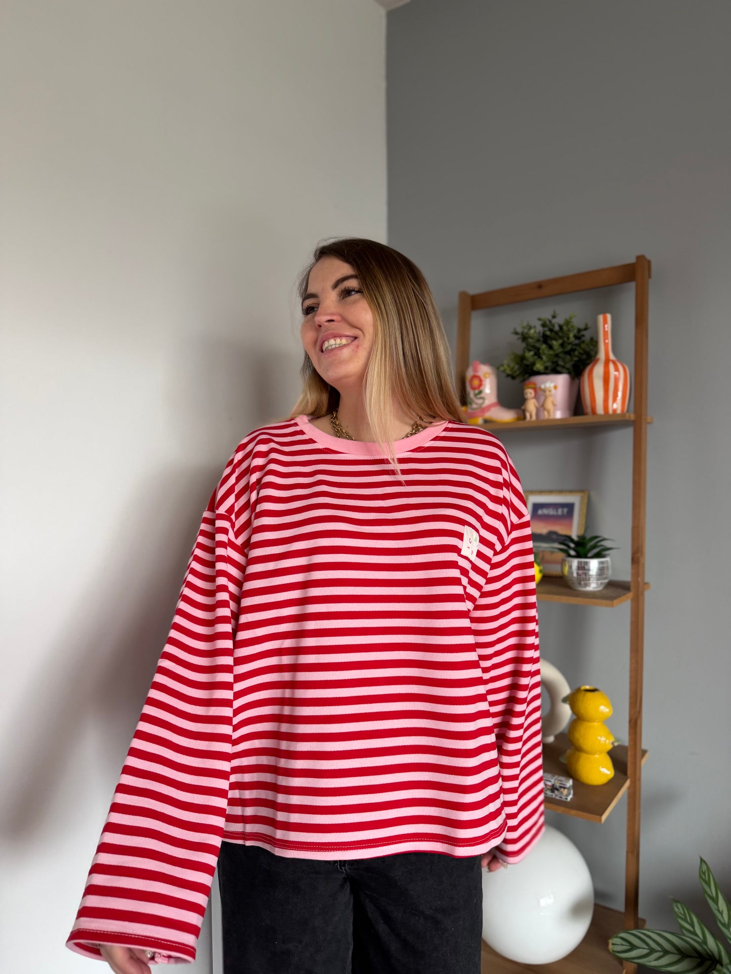 T-shirt marinière ICONIC manches longues Rouge + Rose