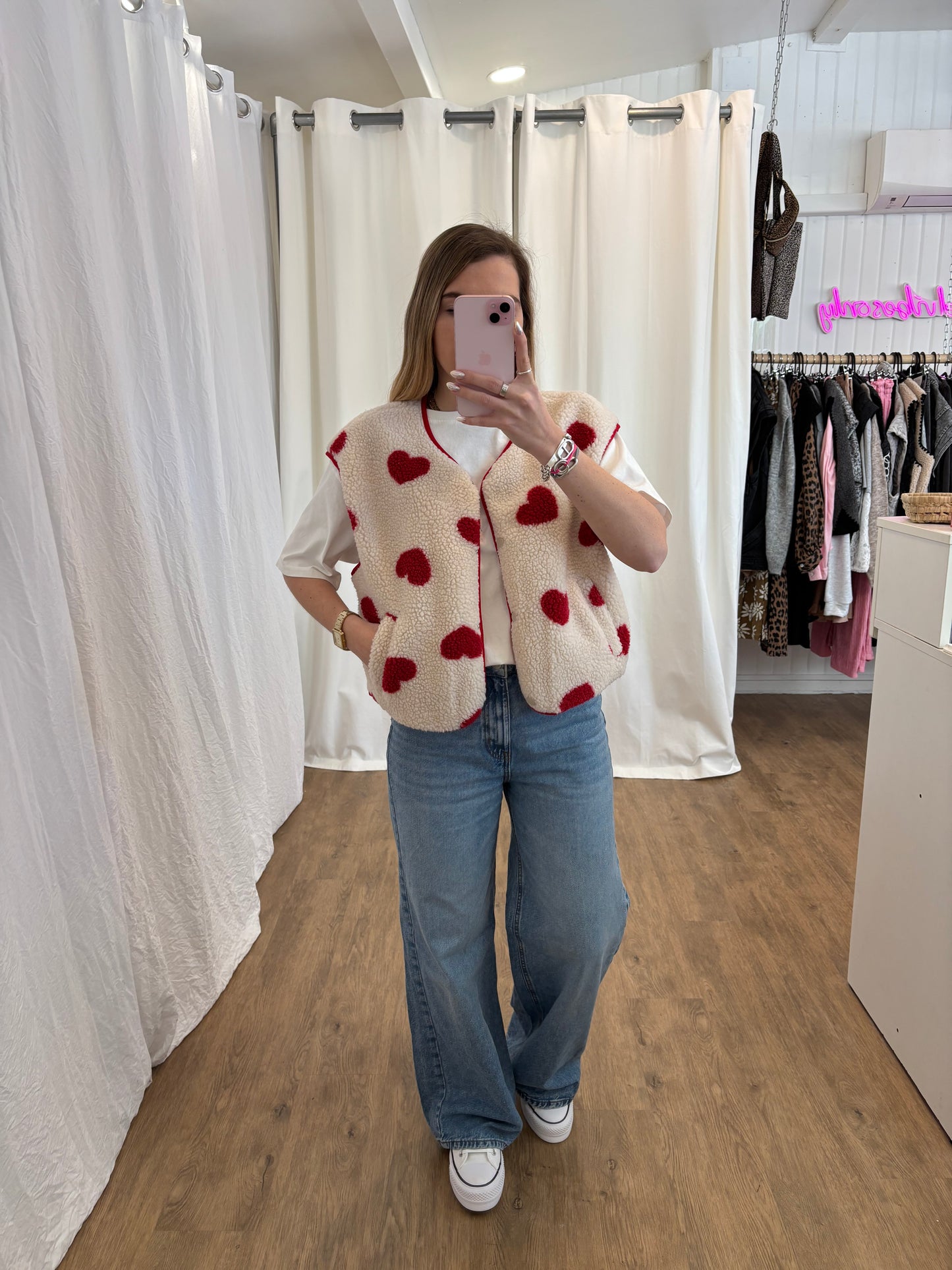Veste sans manches ABY coeur Écru