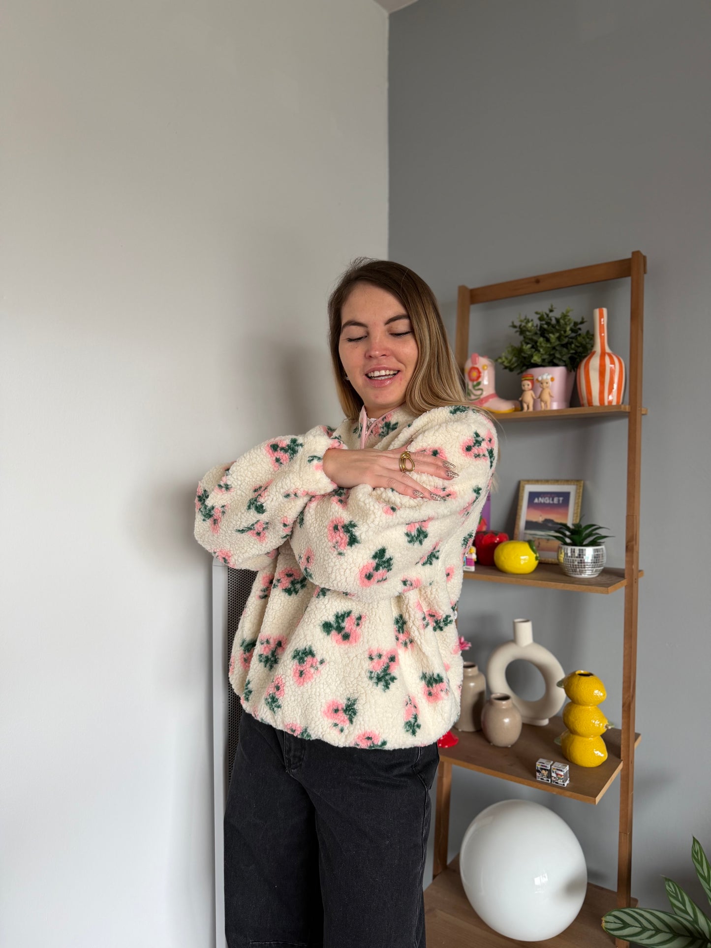 Veste polaire FLEURS Rose