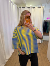 T-shirt LÉA marinière Bleu + Jaune