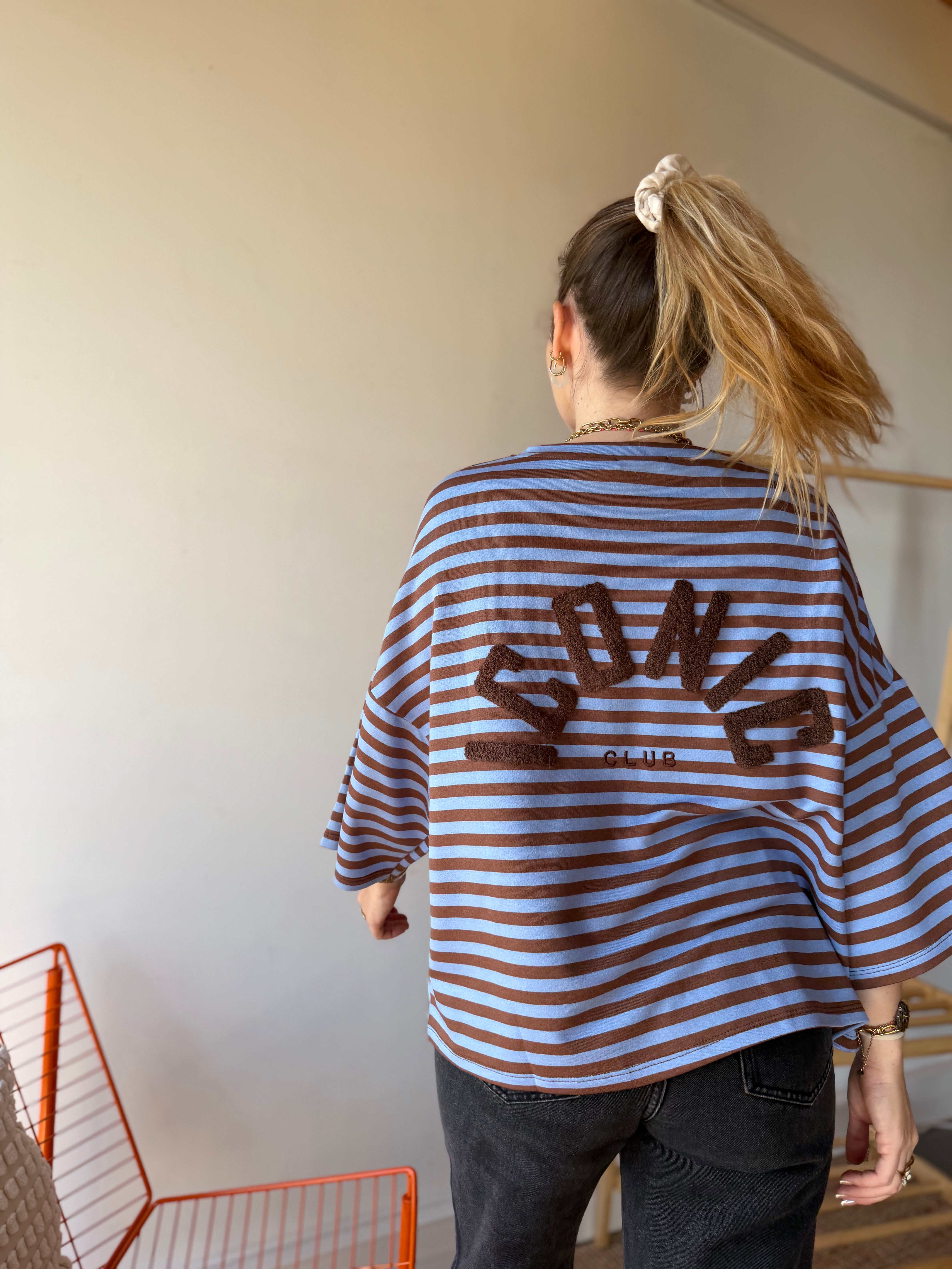 T-shirt marinière ICONIC Bleu ciel + Camel