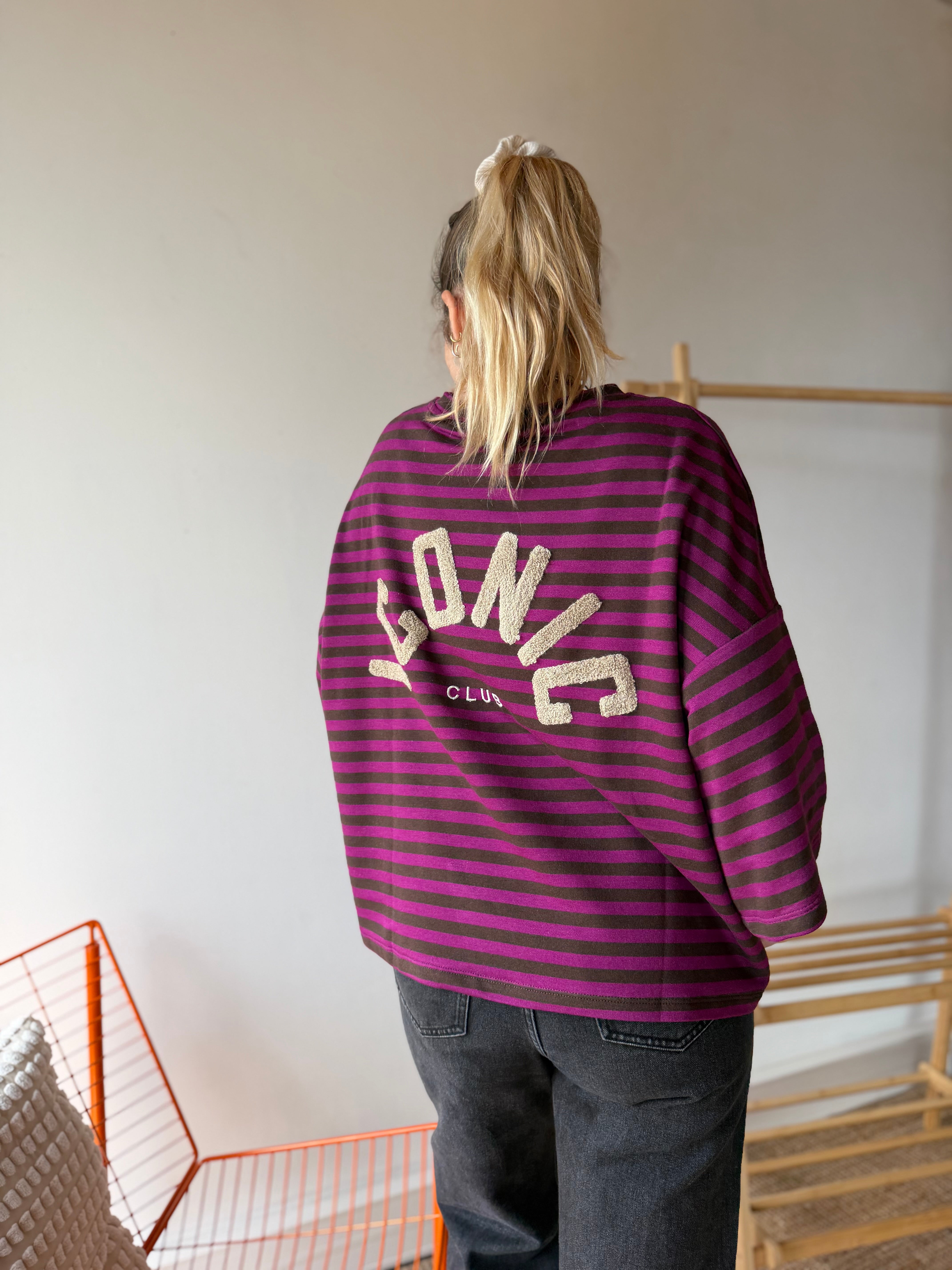 T-shirt marinière ICONIC Violet + Chocolat