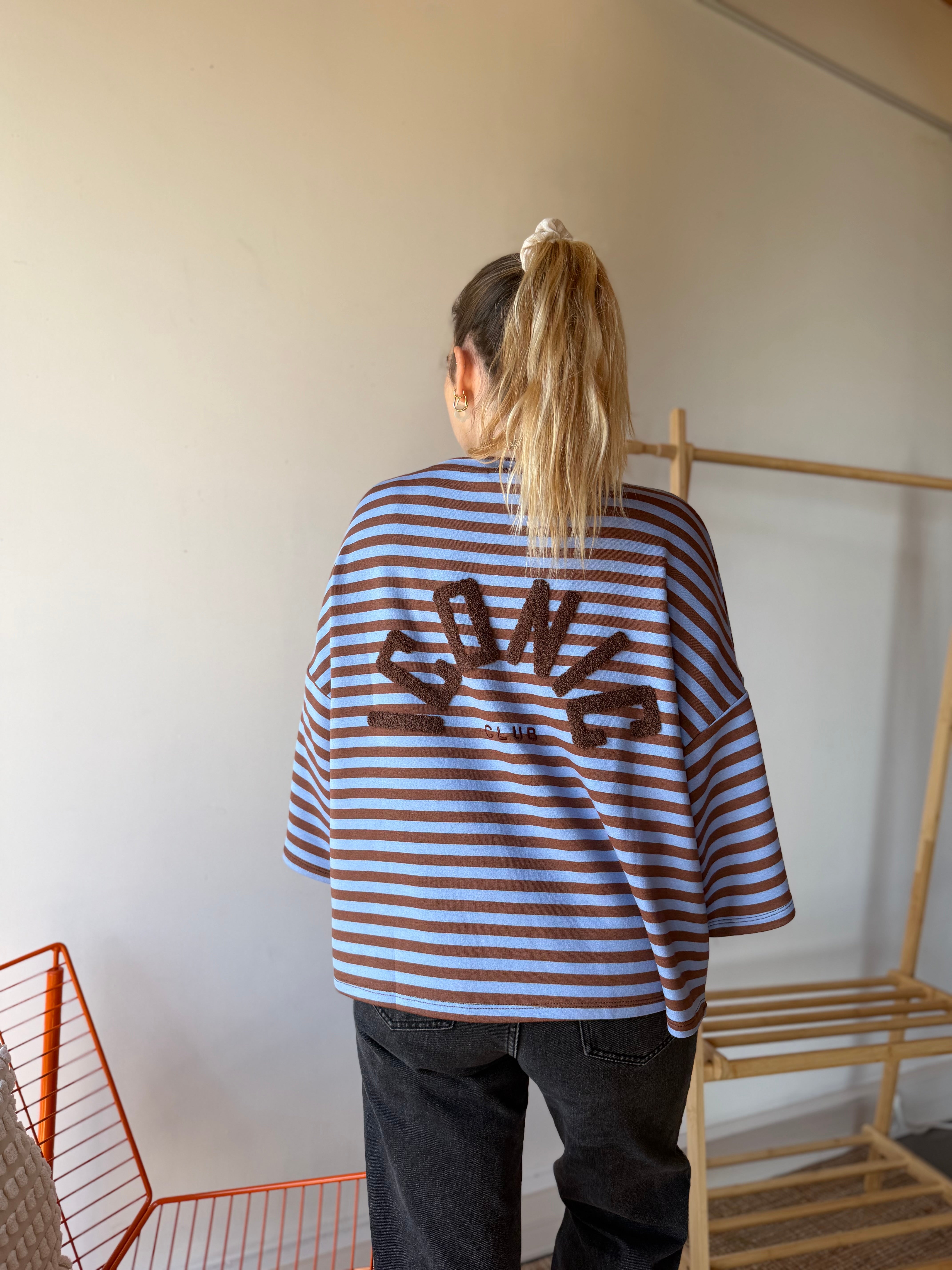 T-shirt marinière ICONIC Bleu ciel + Camel