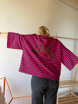 T-shirt marinière ICONIC Rose fushia + Chocolat
