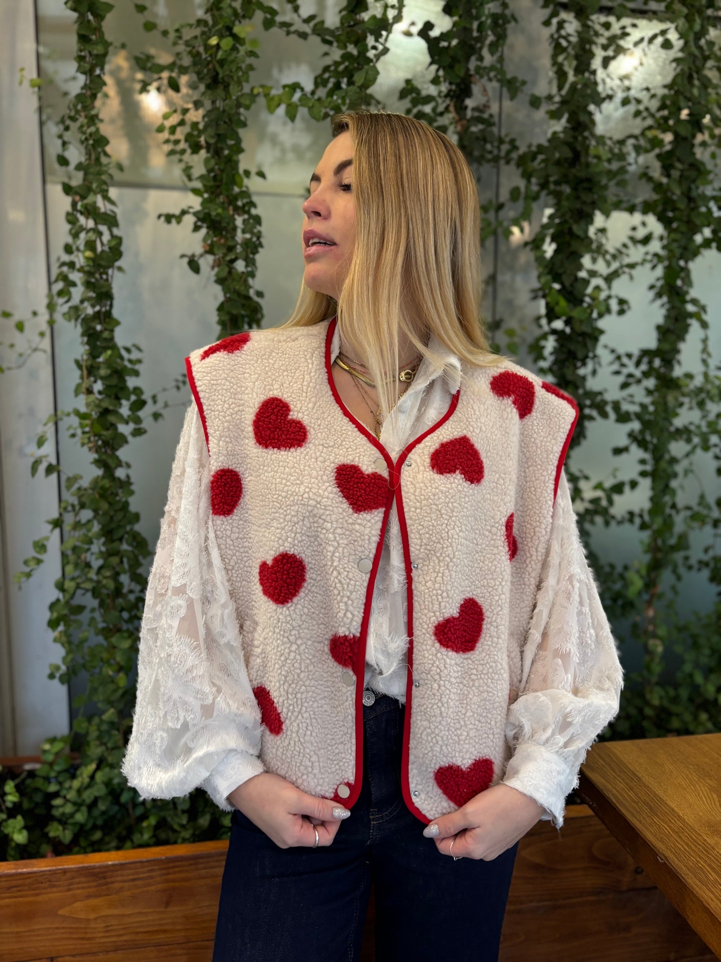 Veste sans manches ABY coeur Écru