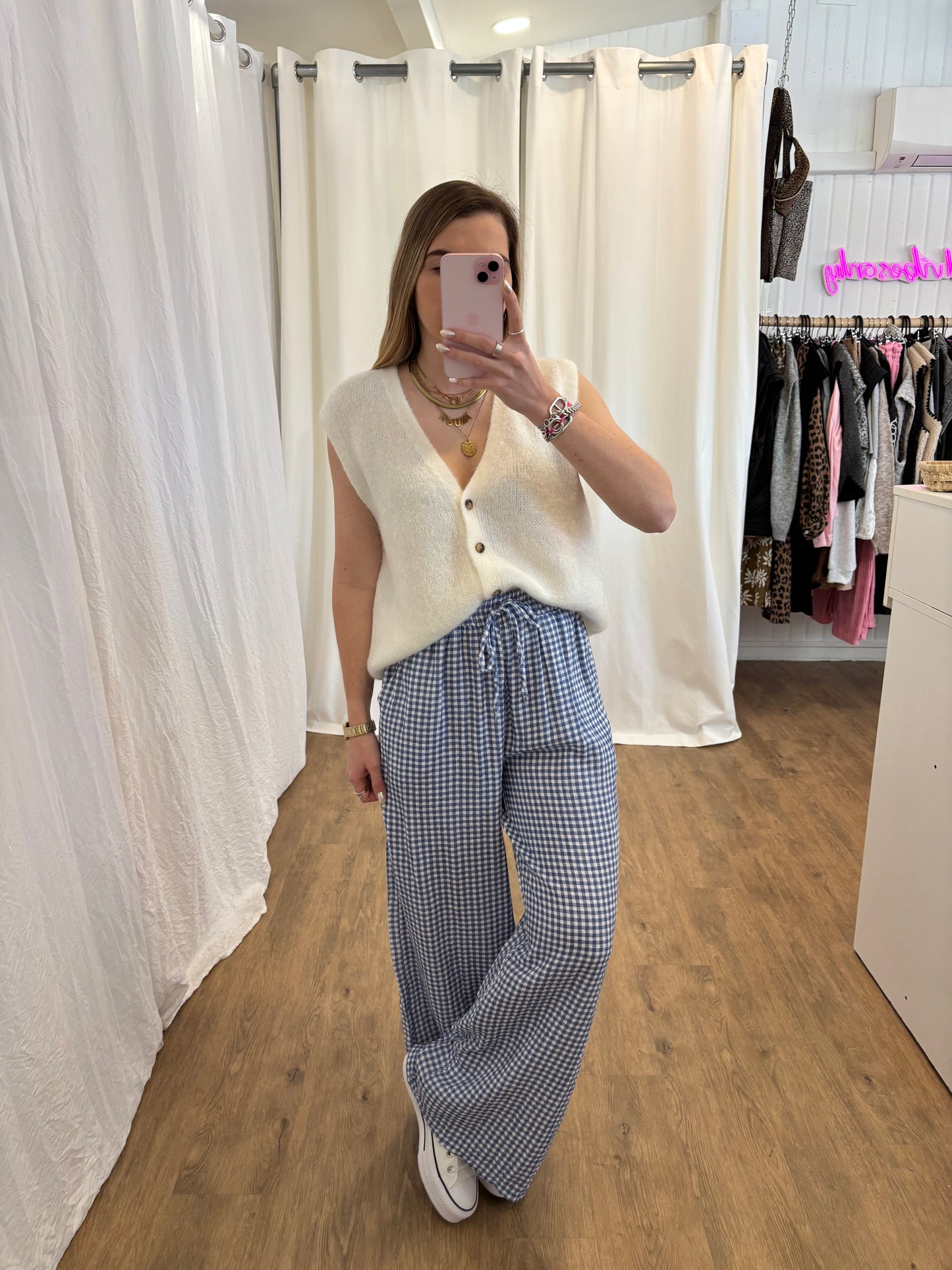 Pantalon NOA Vichy Bleu