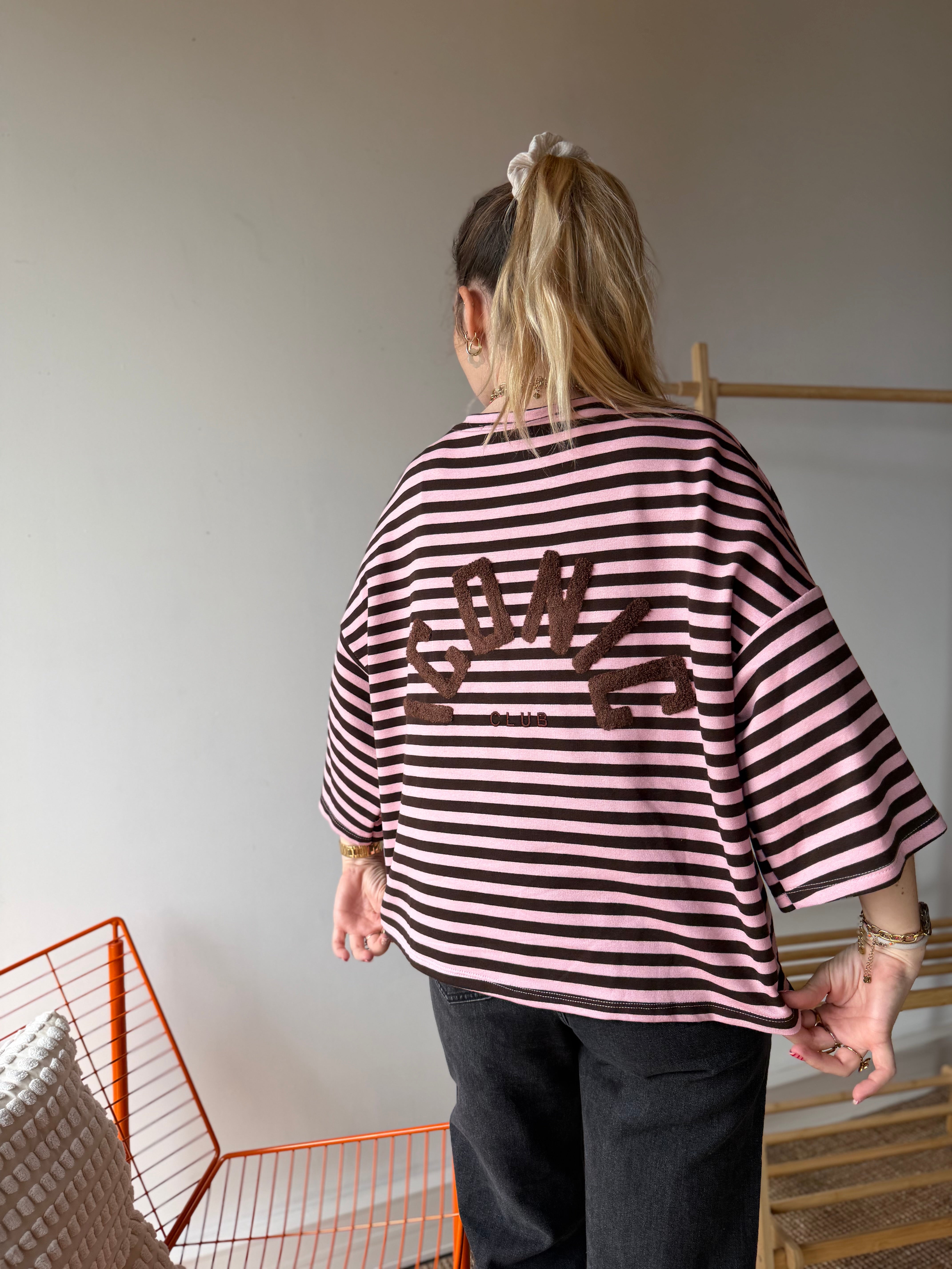 T-shirt marinière ICONIC Chocolat + Rose clair