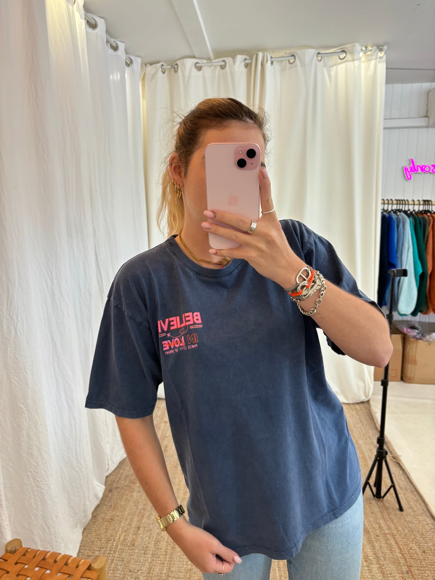 T-shirt BELIEVE IN LOVE Bleu marine