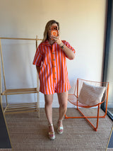 Combishort rayée JULIA orange + rose