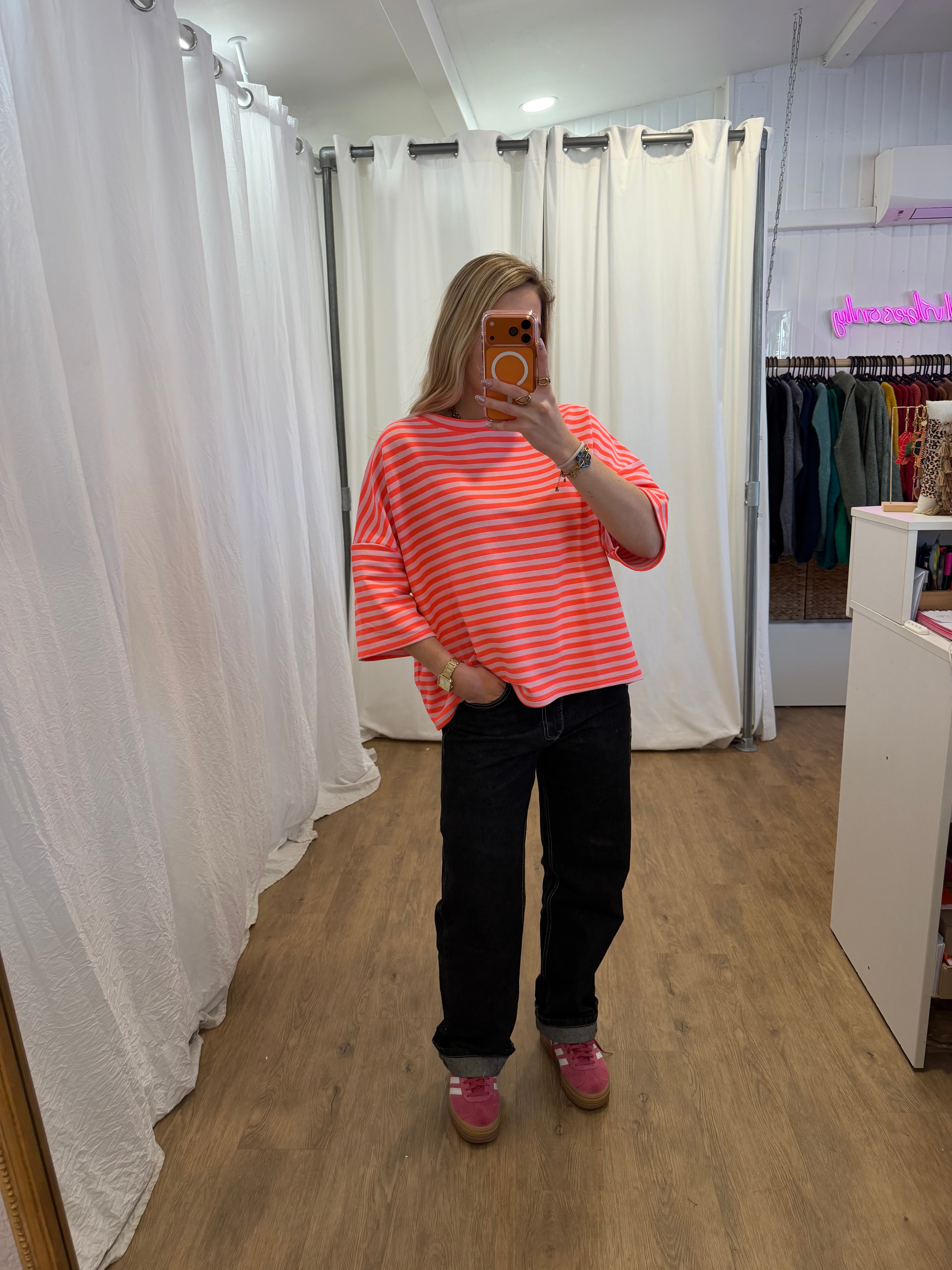 T-shirt LÉA marinière Rose + Corail