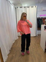 T-shirt LÉA marinière Rose + Corail