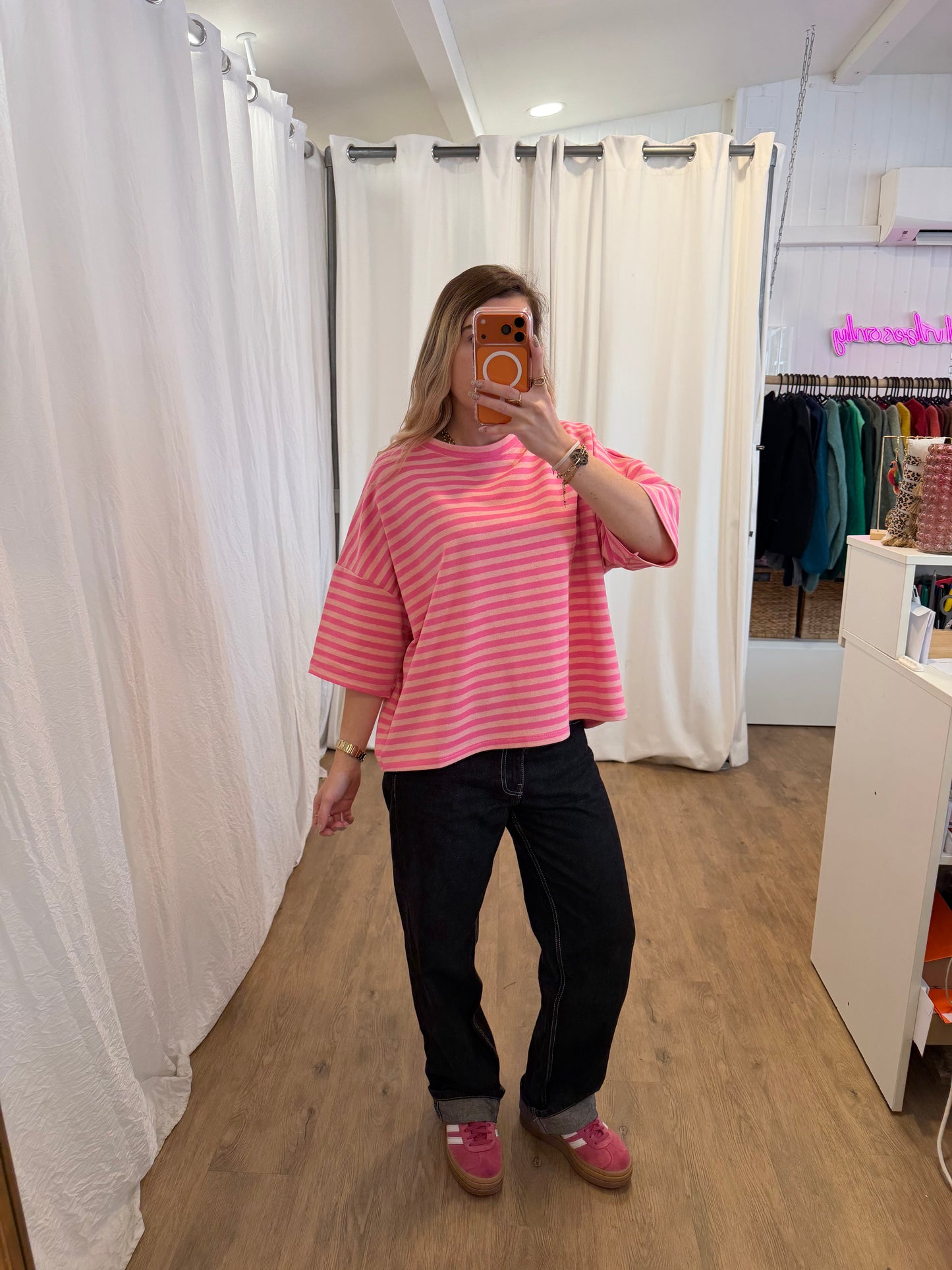 T-shirt LÉA marinière Rose + Rose