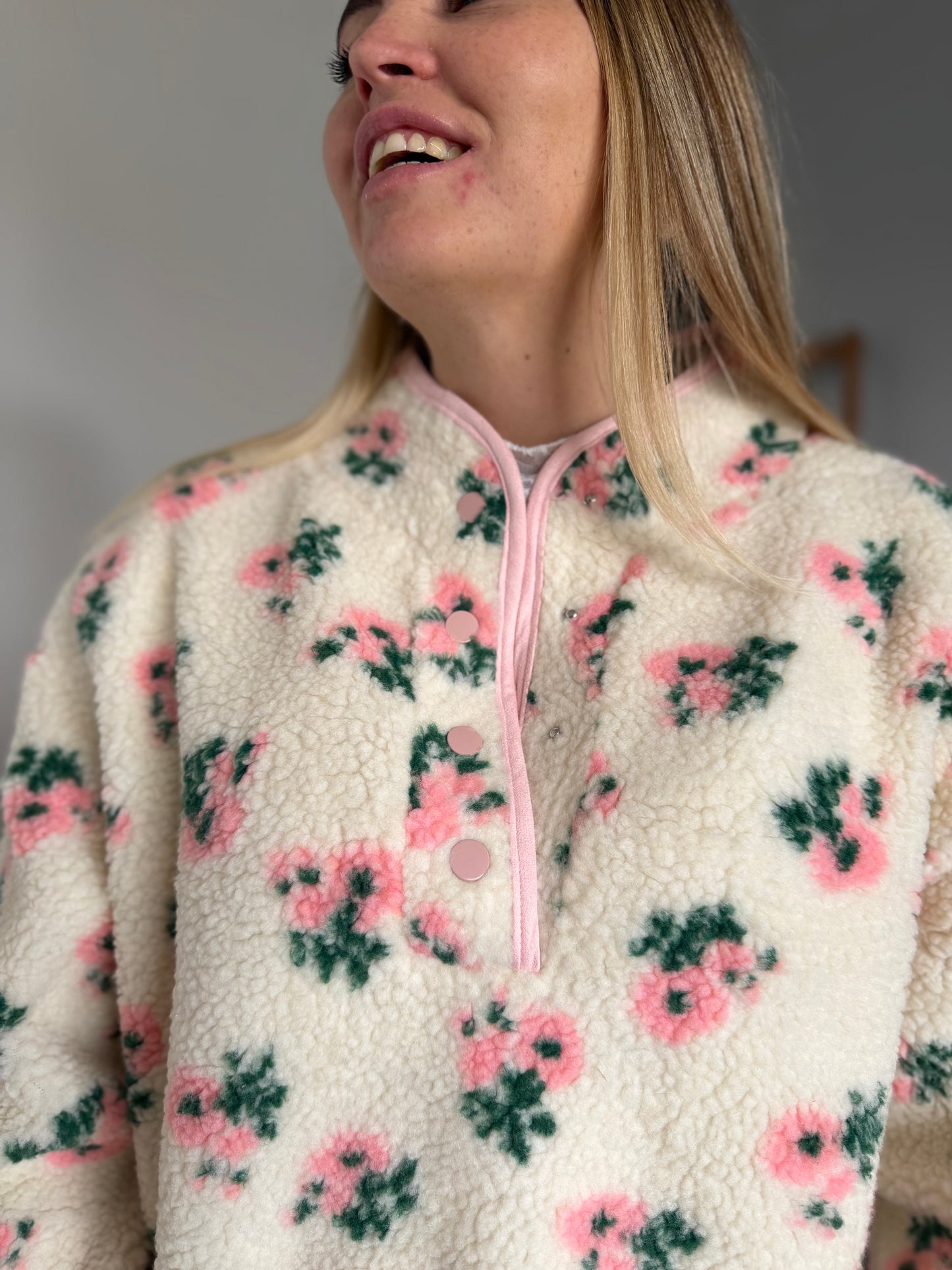 Veste polaire FLEURS Rose