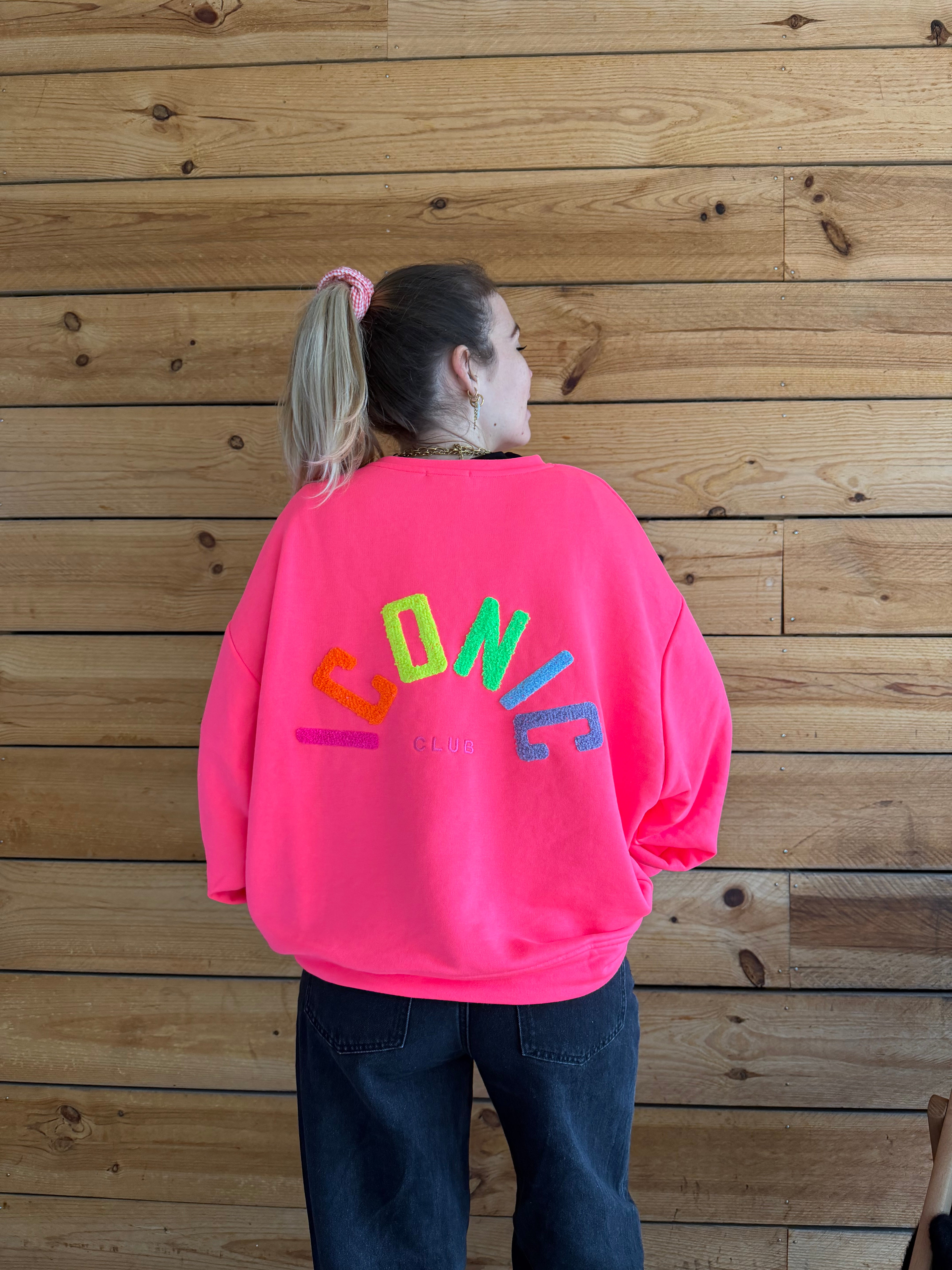 Sweat ICONIC Rose fluo + Multicolore
