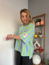 Sweat manche courte PAOLINA rayé bleu
