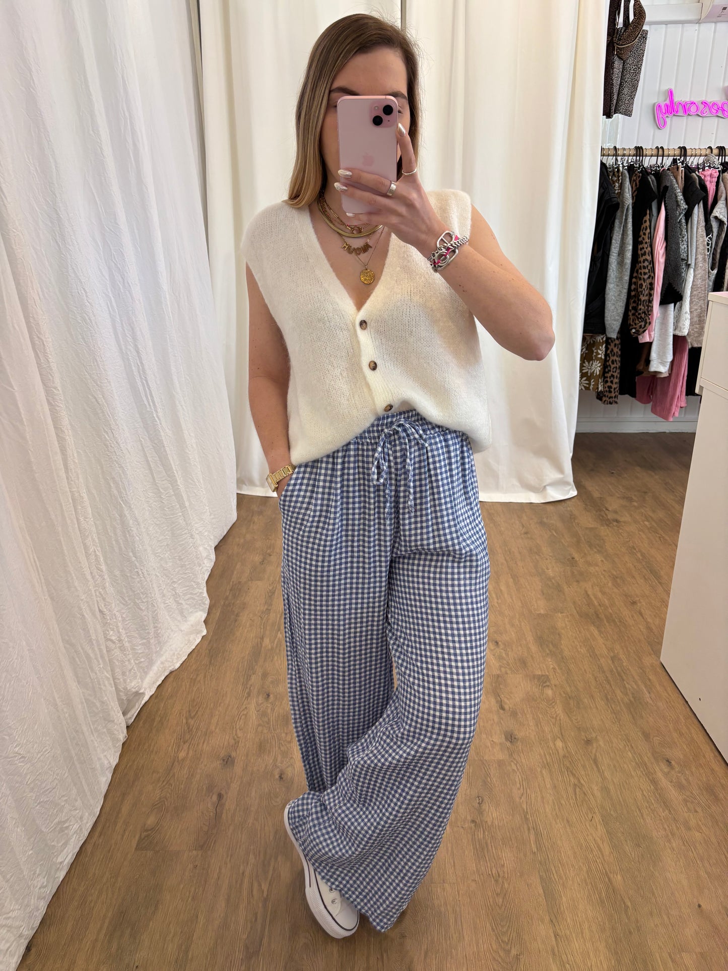 Pantalon NOA Vichy Bleu
