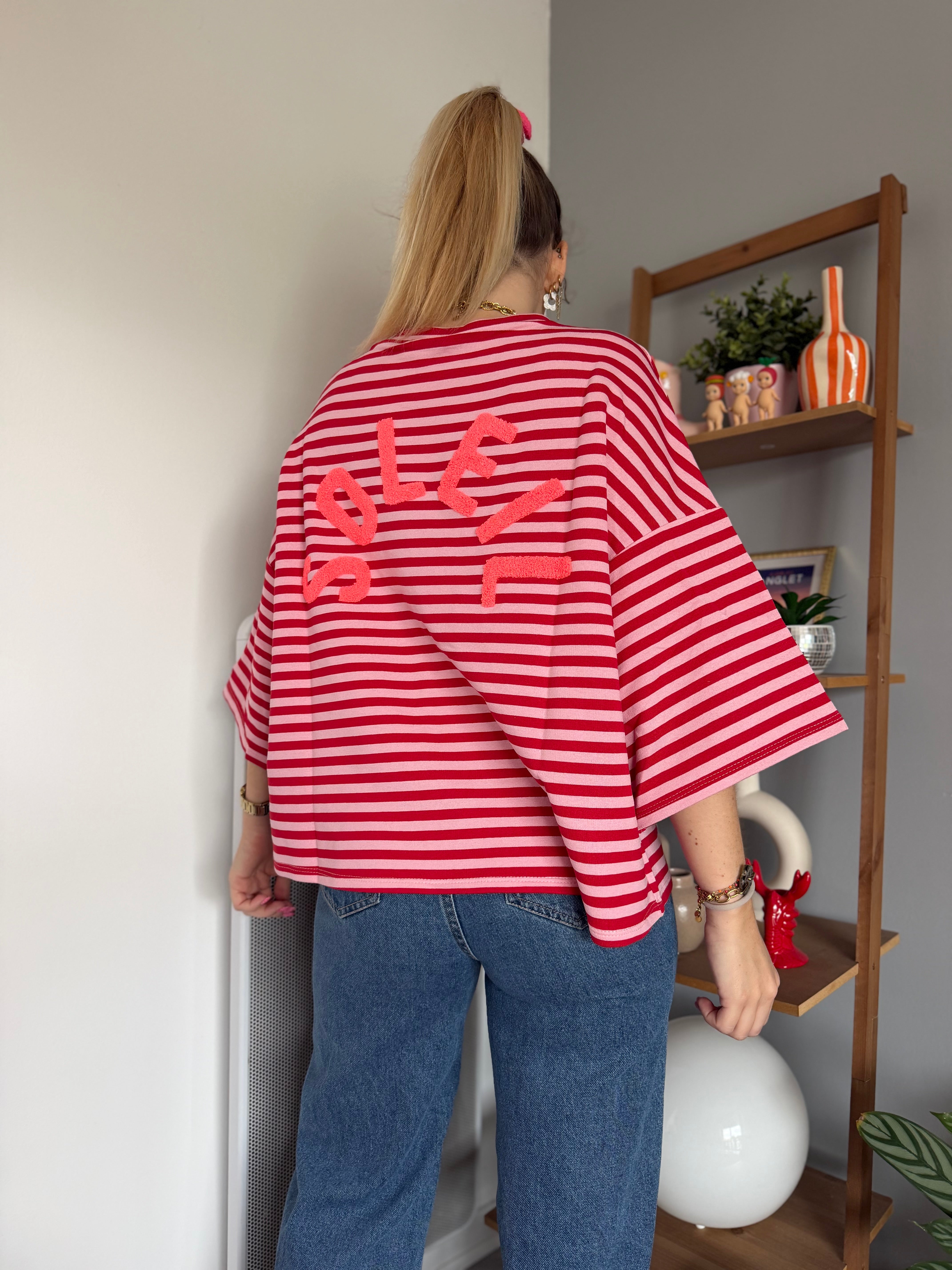 T-shirt marinière SOLEIL Rose + Rouge
