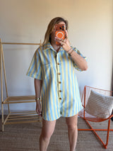 Combishort rayée JULIA bleu + jaune