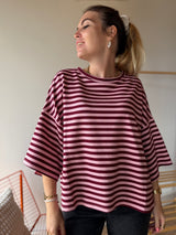 T-shirt marinière ICONIC Bordeaux + Rose