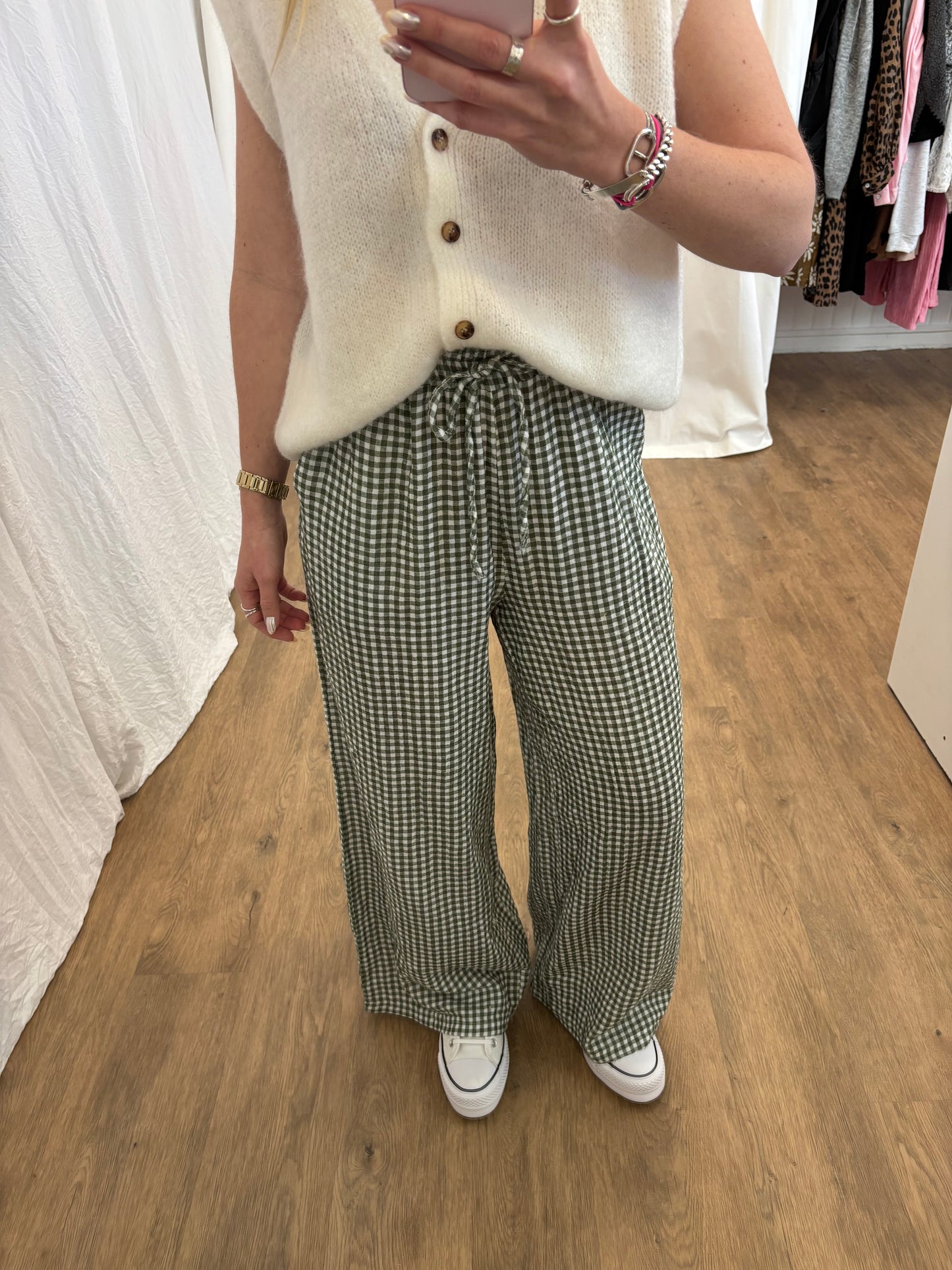 Pantalon NOA Vichy Kaki