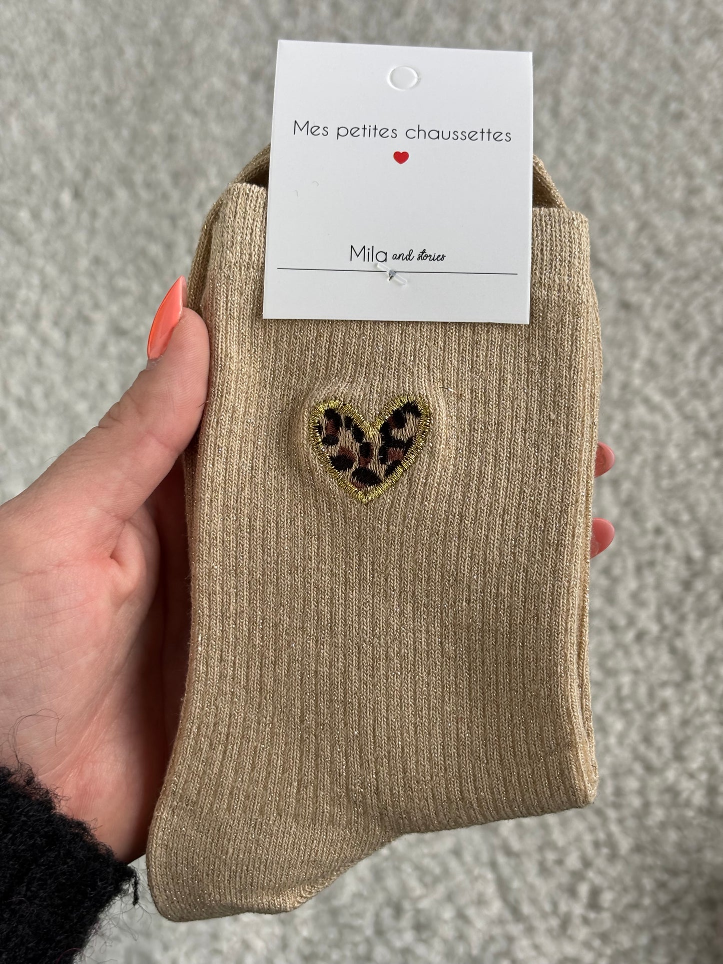 Chaussettes COEUR léopard