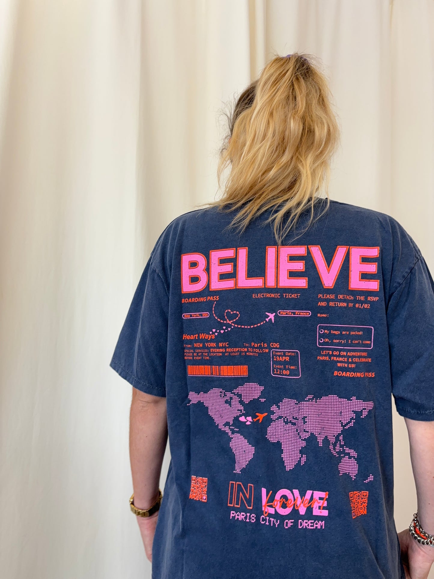 T-shirt BELIEVE IN LOVE Bleu marine