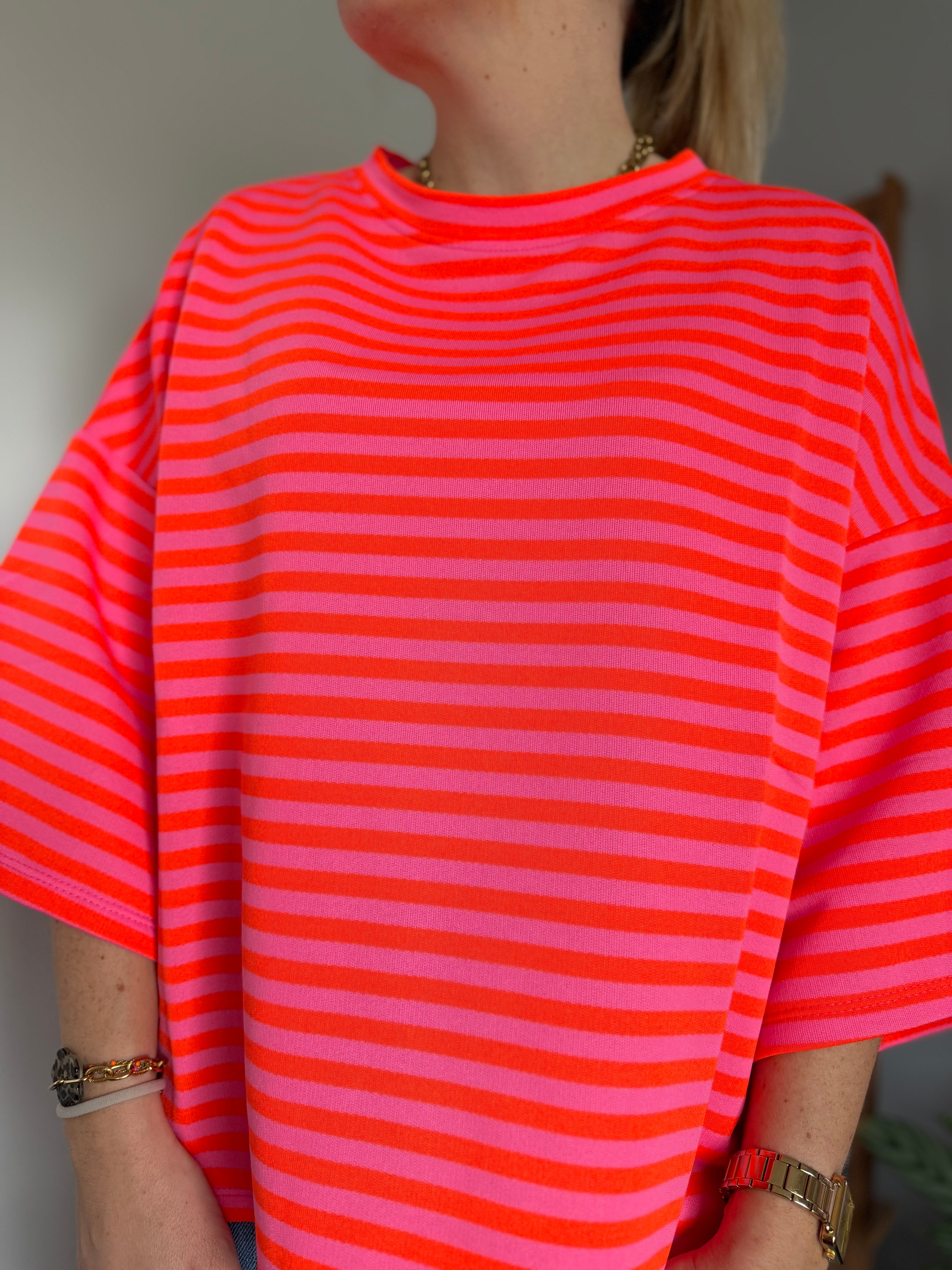 T-shirt marinière ICONIC Orange + Rose