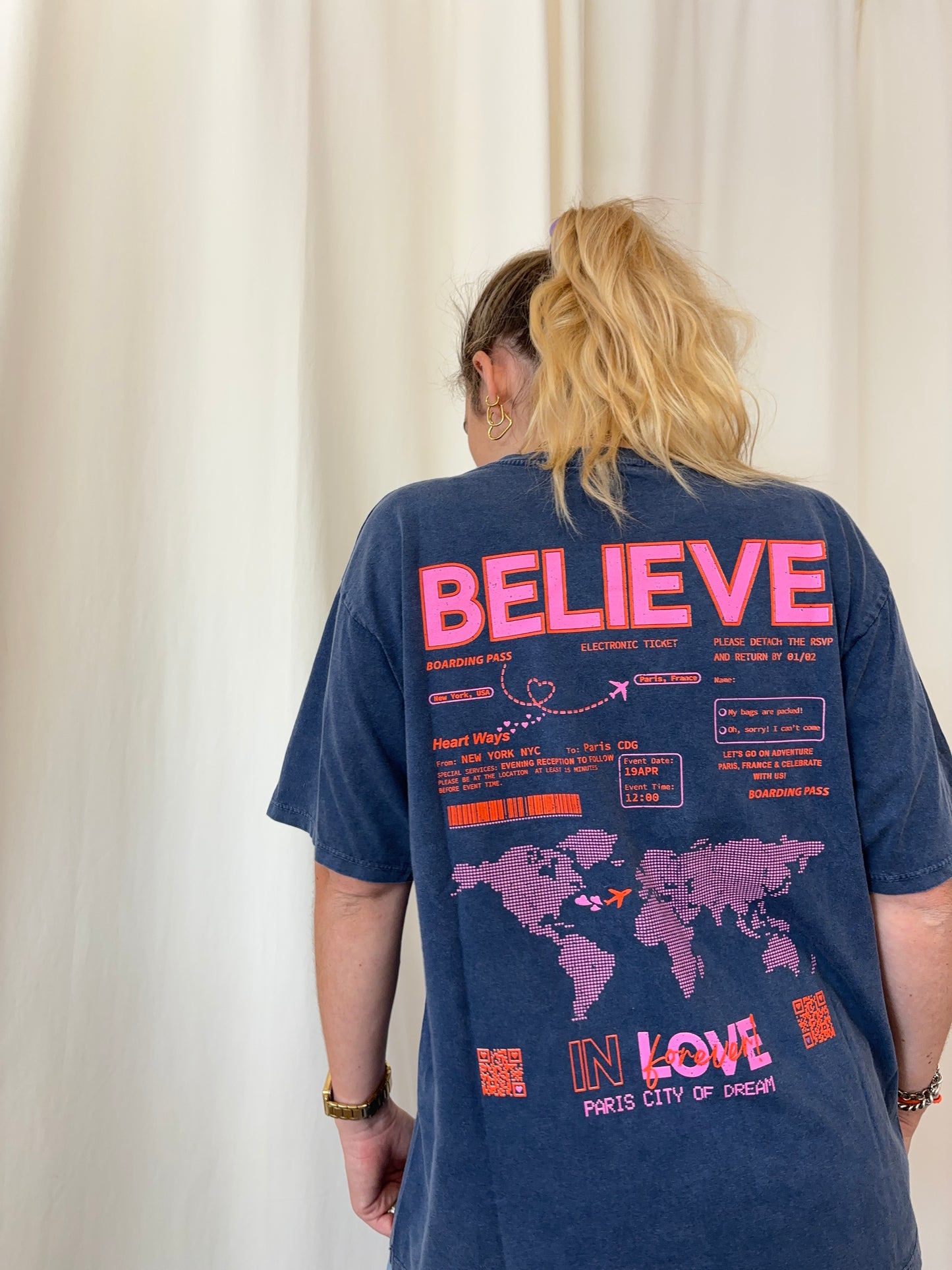 T-shirt BELIEVE IN LOVE Bleu marine